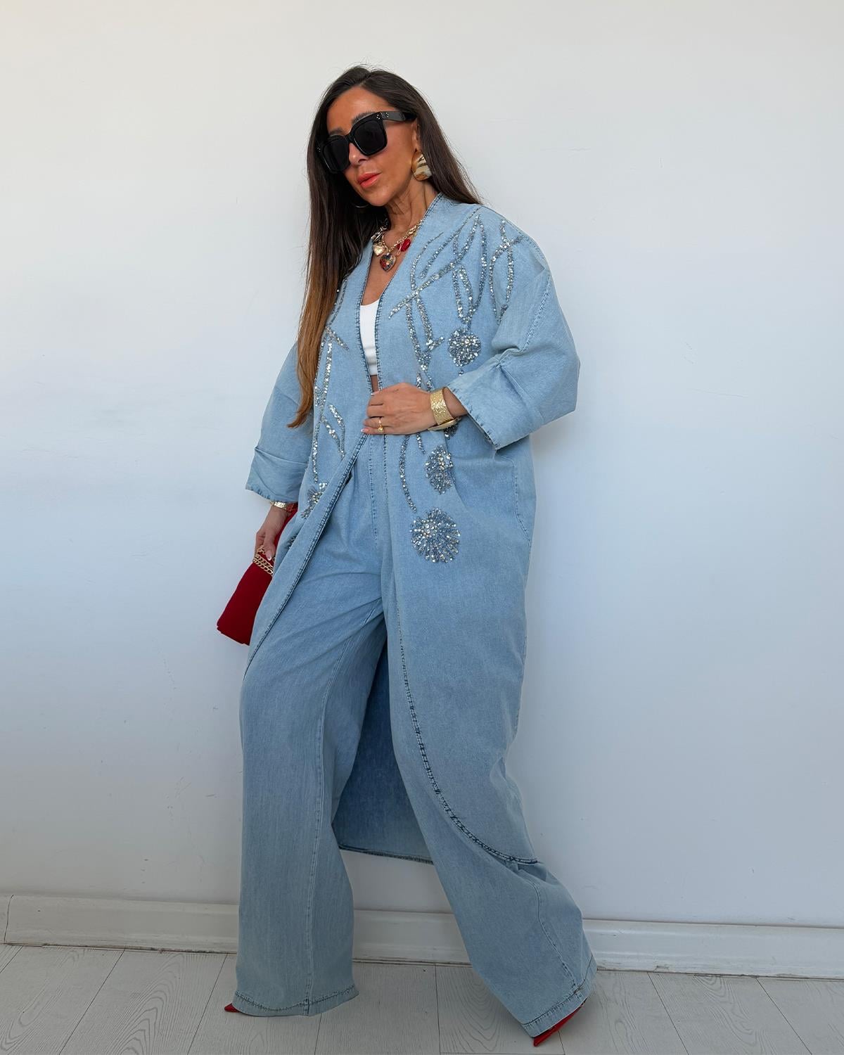 Nova Kot Pullu Kimono Takım Açık Mavi