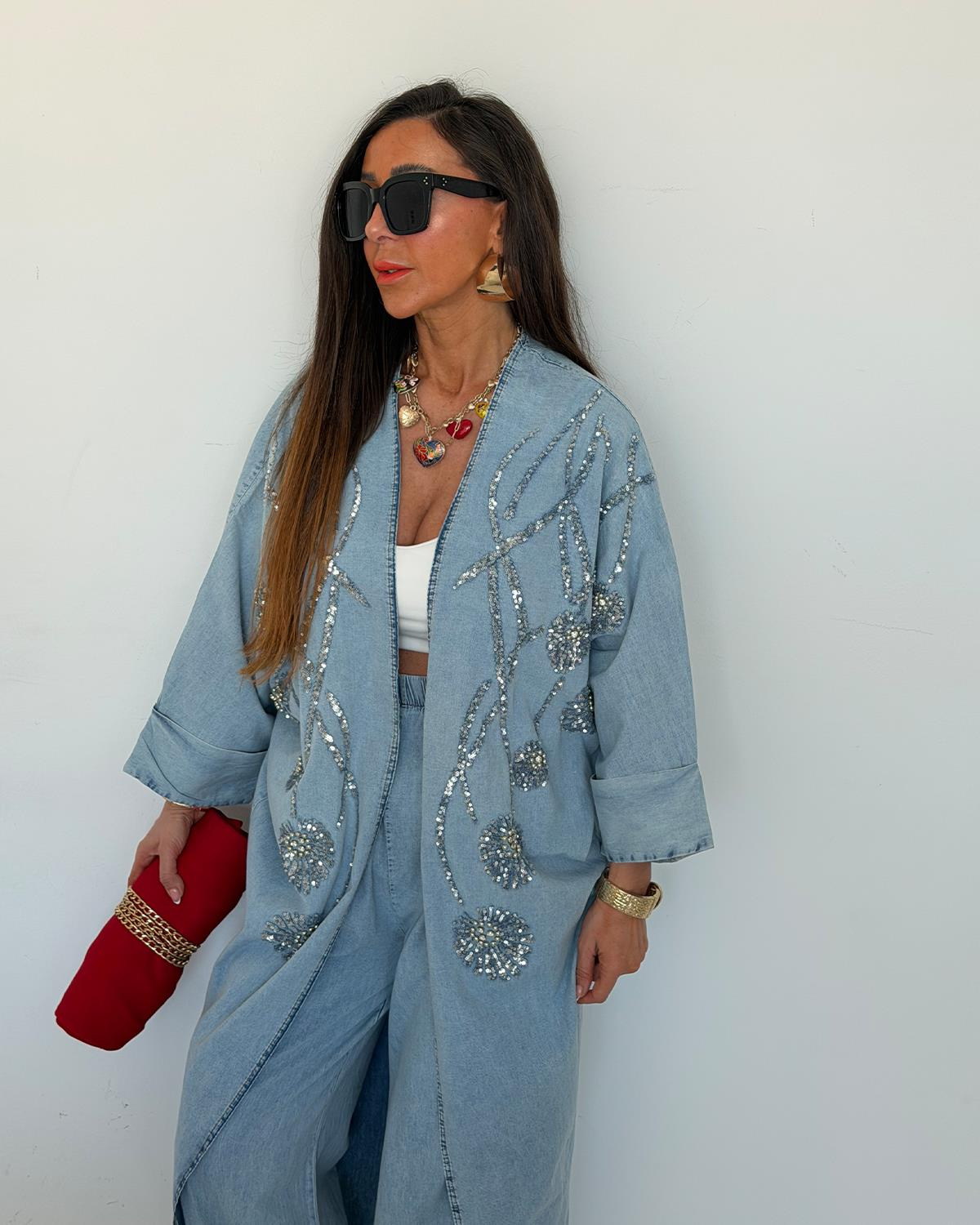 Nova Kot Pullu Kimono Takım Açık Mavi