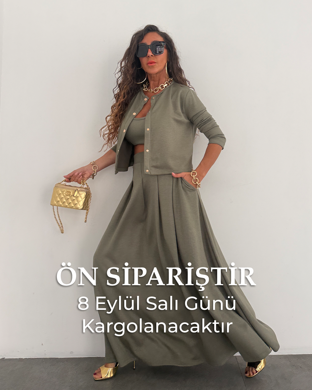 Palma Etekli Üçlü Takım Haki (ÖN SİPARİŞ)