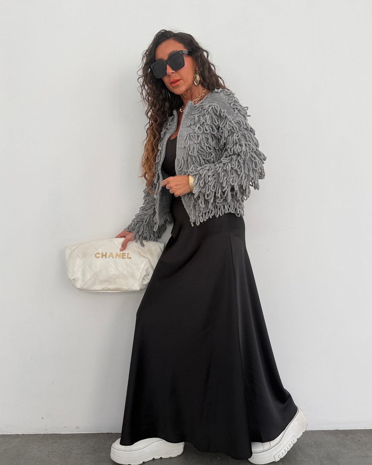 Pamela Püsküllü Hırka Gri