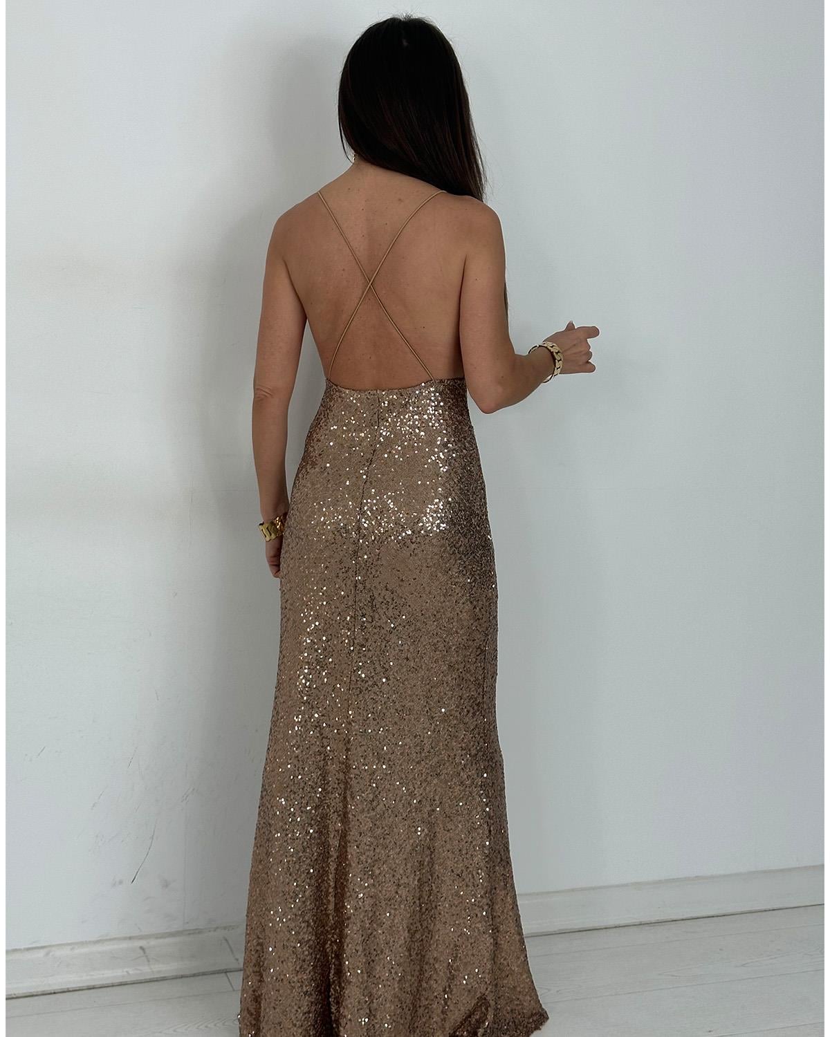 Payetli Elbise Gold