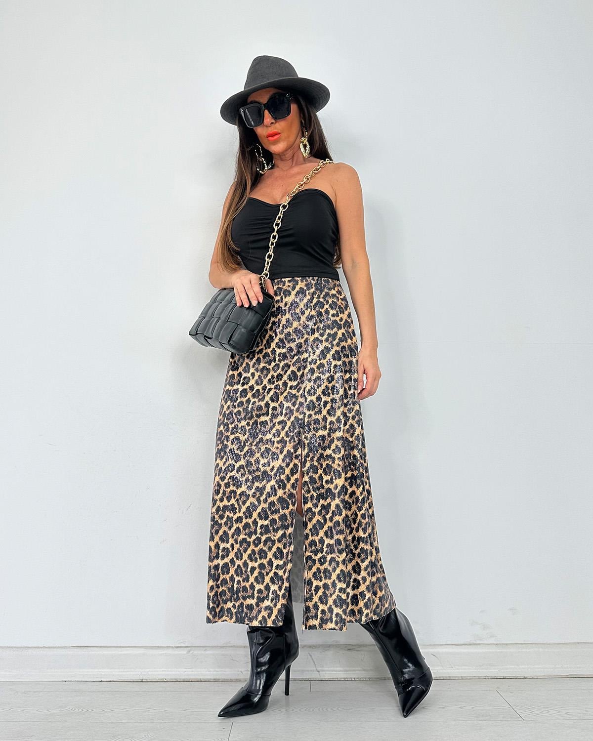 Pullu Leopar Etek