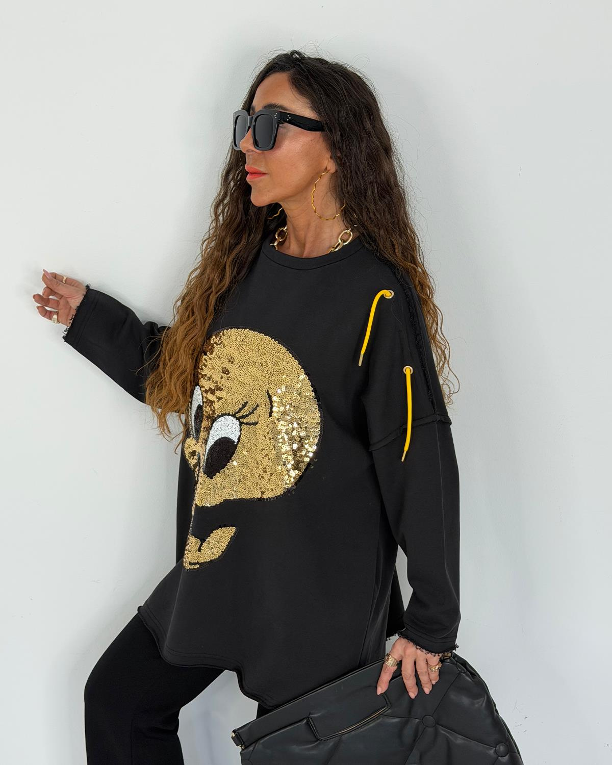 Pullu Tweety Sweat Siyah