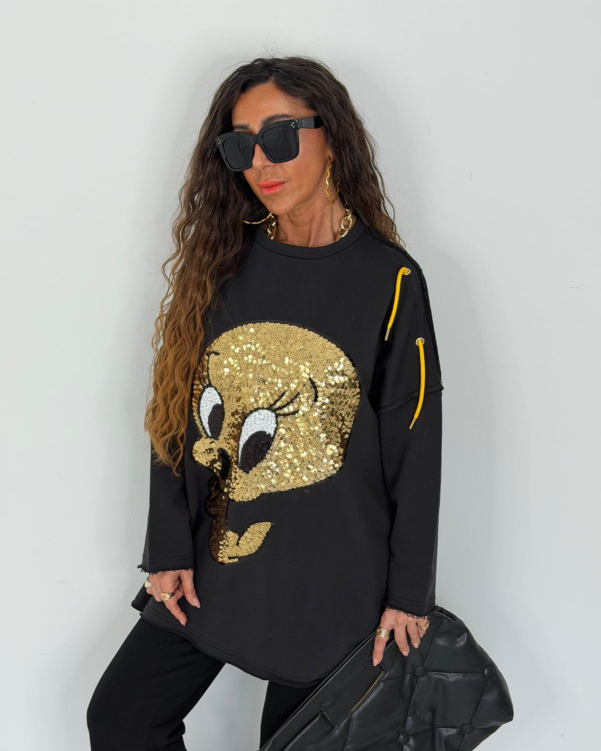 Pullu Tweety Sweat Siyah