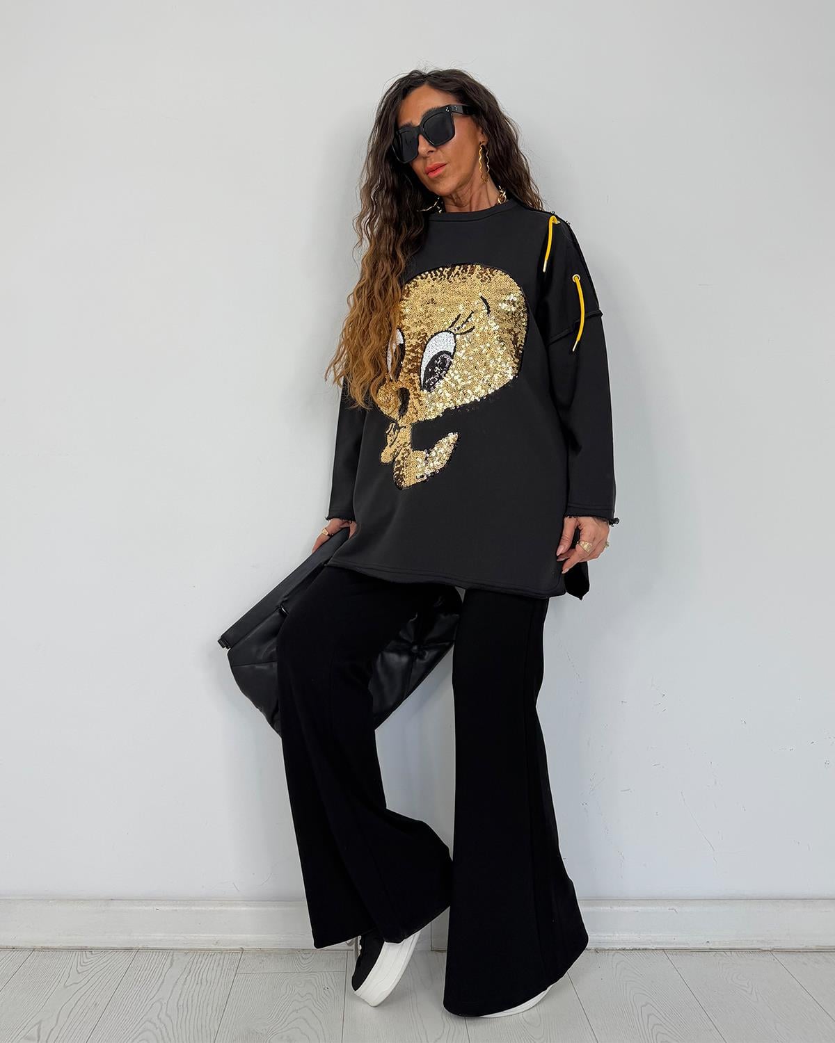 Pullu Tweety Sweat Siyah