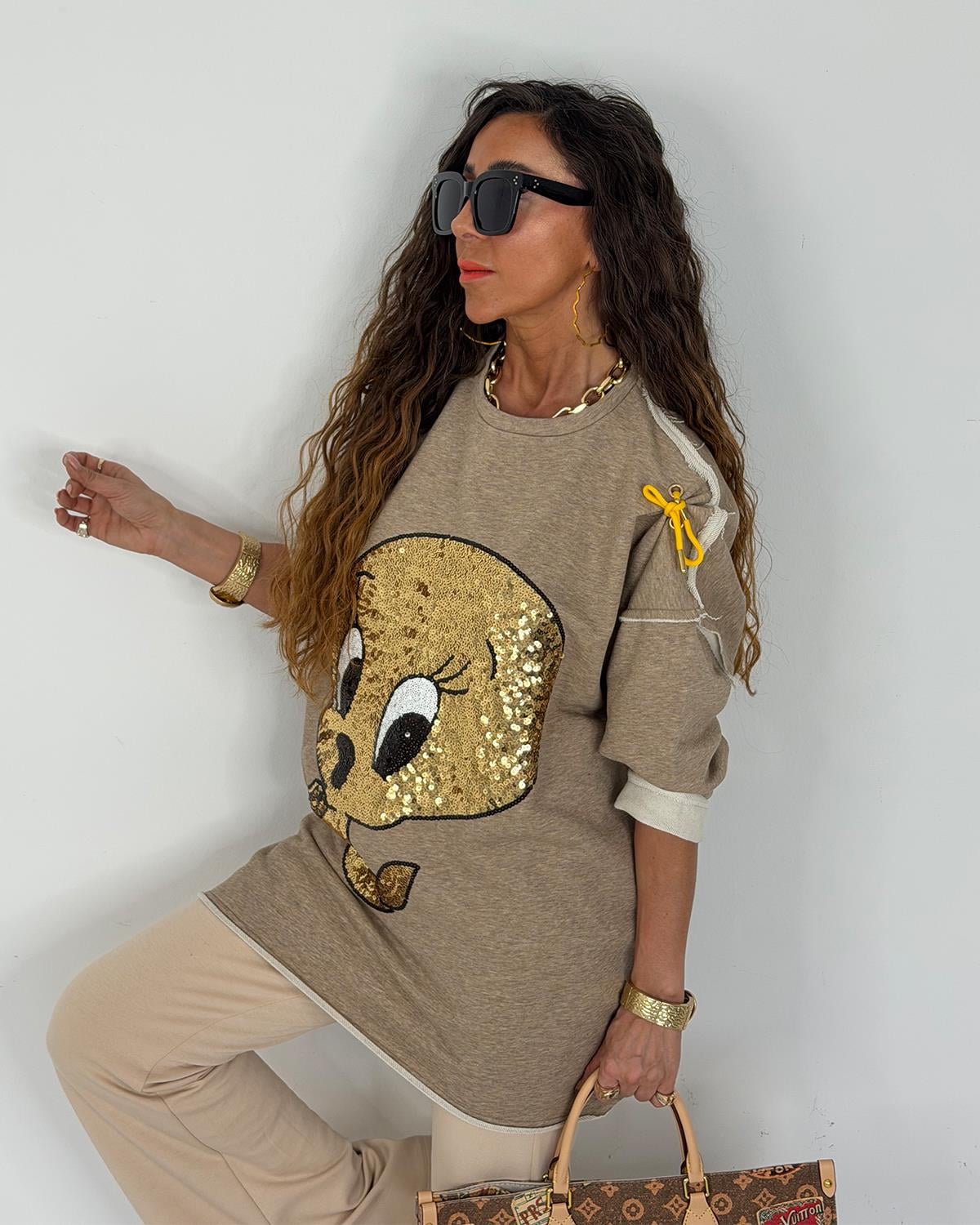 Pullu Tweety Sweat Bej