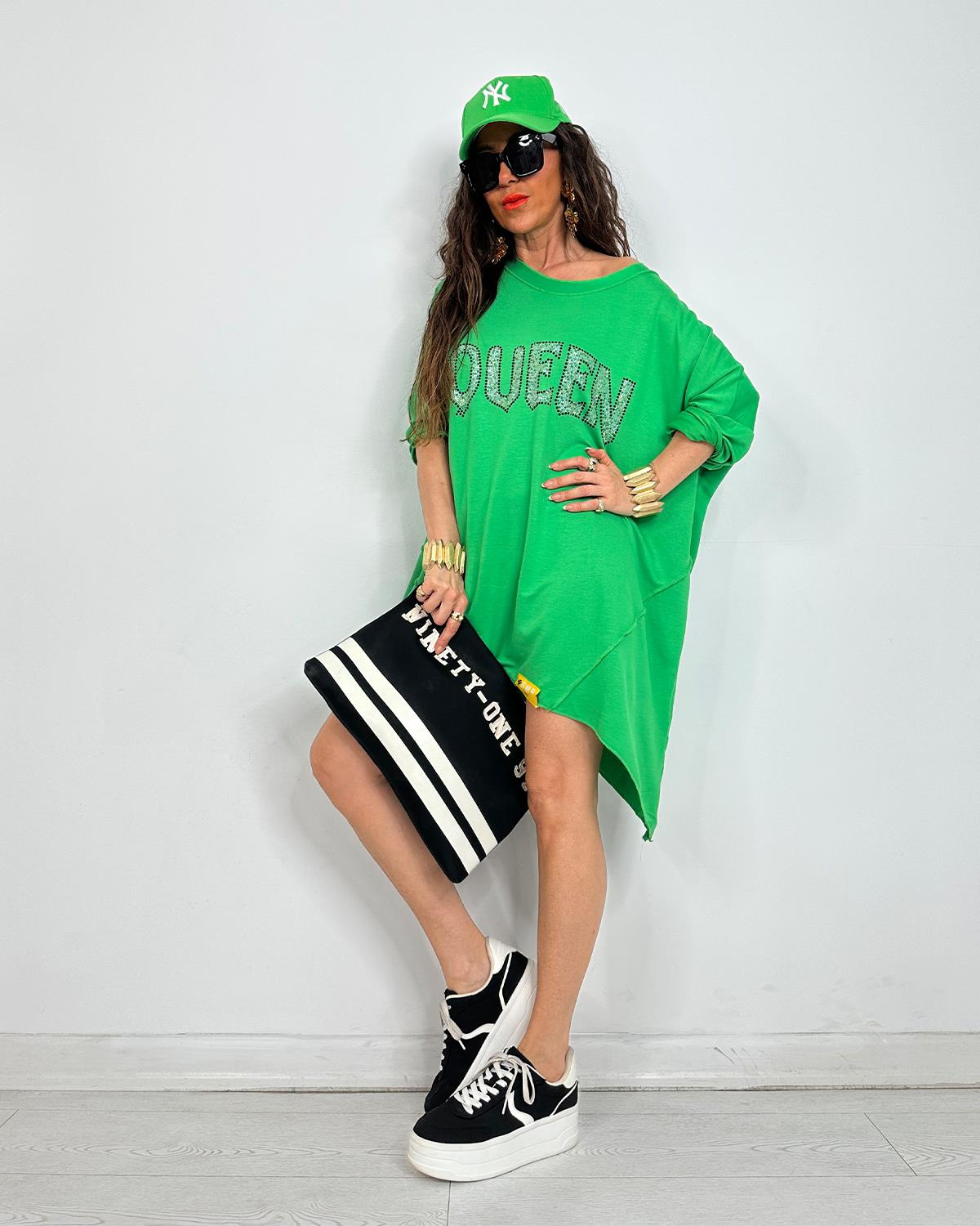 Queen Taşlı Tunik Yeşil