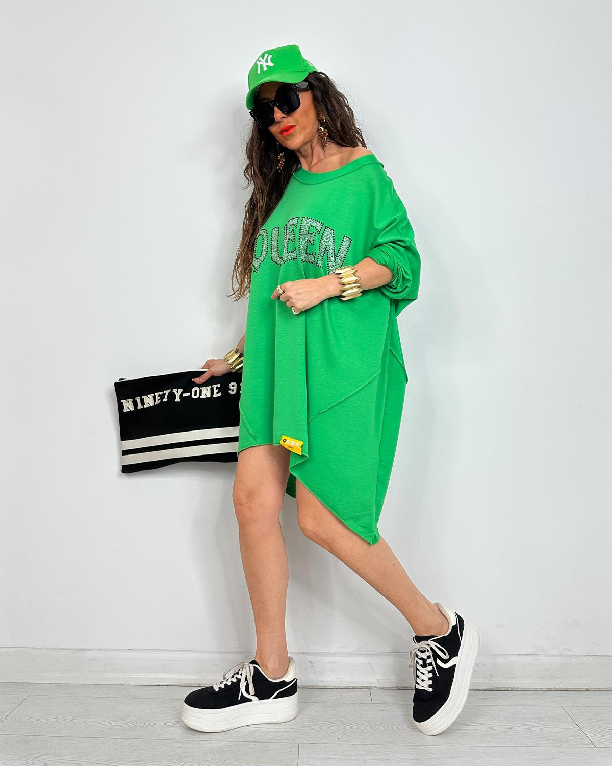 Queen Taşlı Tunik Yeşil