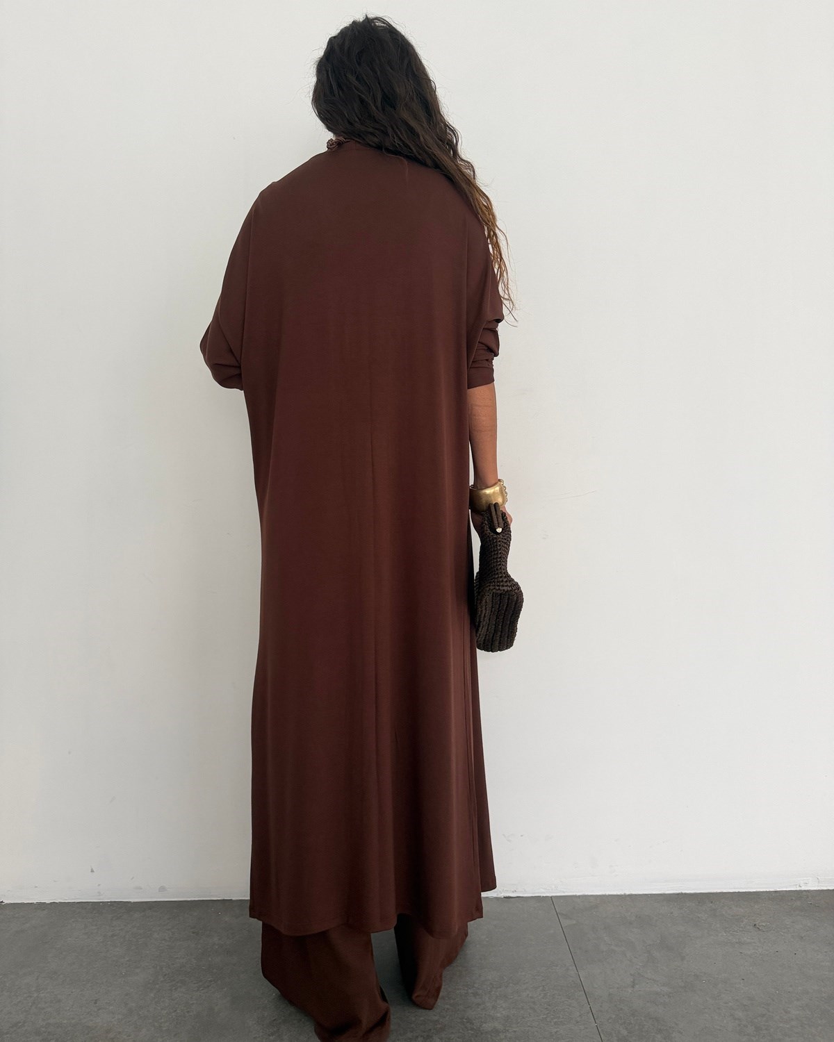 Rona Zımbalı Atletli Pantolonlu Üçlü Takım Kahve