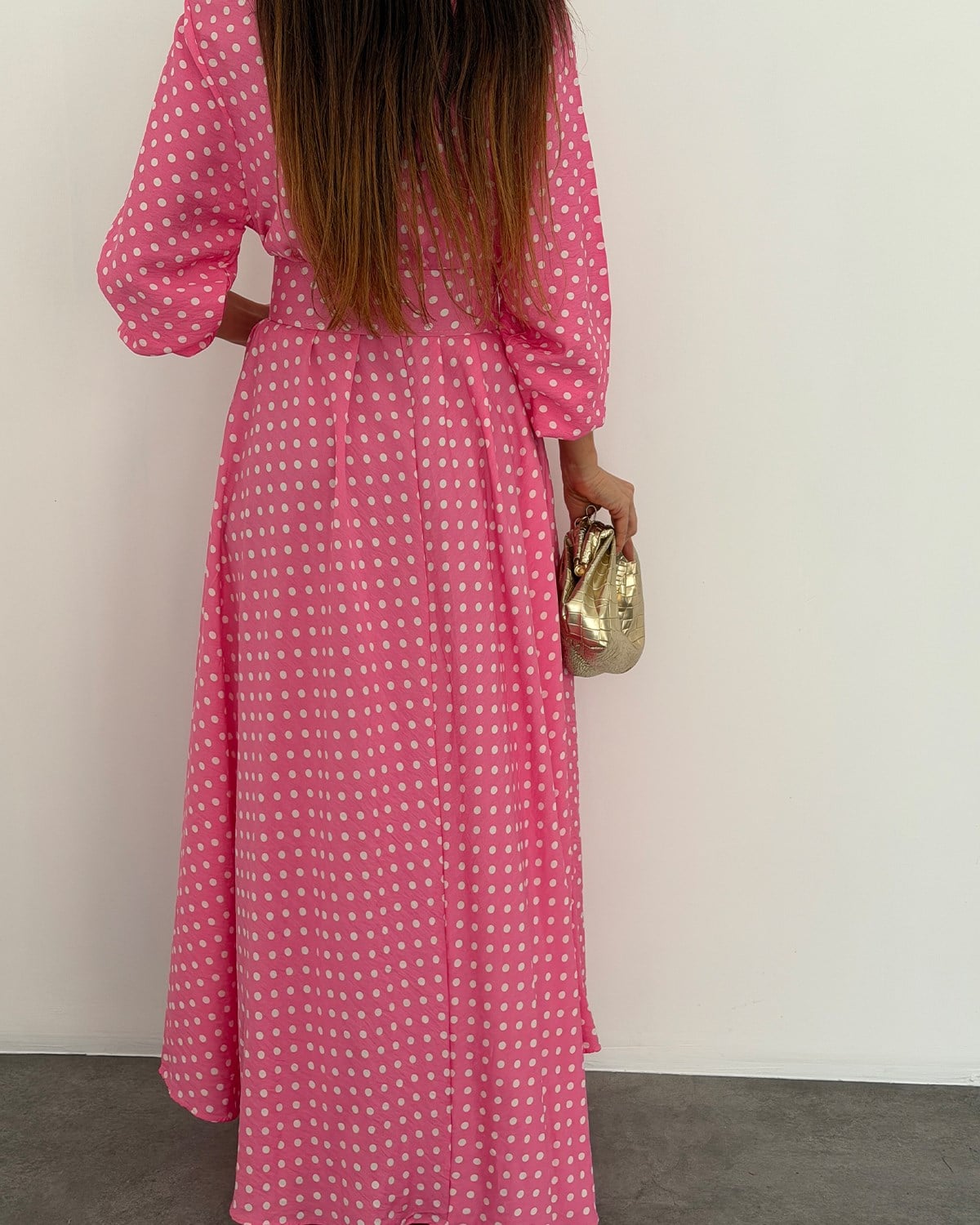 Ruby Puantiye Elbise Pembe