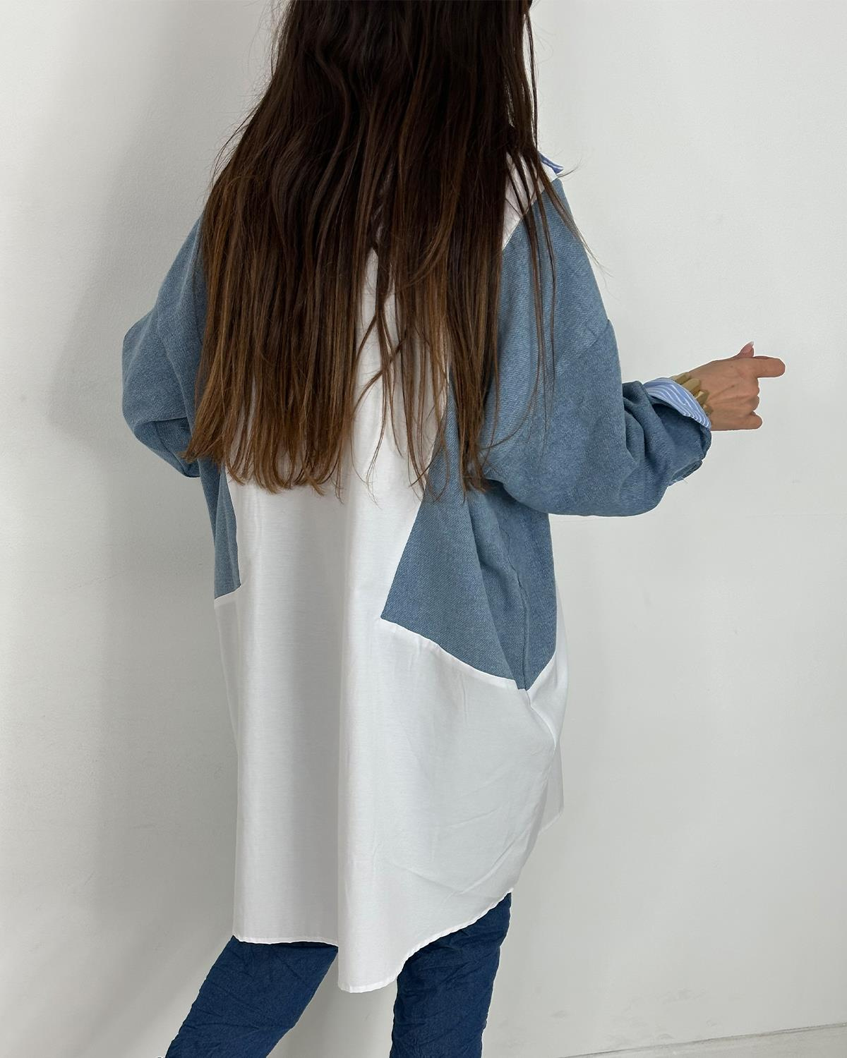 Sabrina Kotlu Gömlek Tunik Beyaz