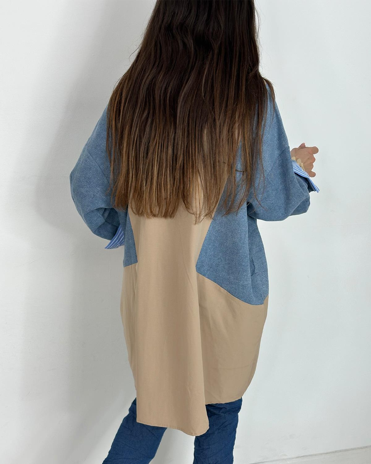 Sabrina Kotlu Gömlek Tunik Camel