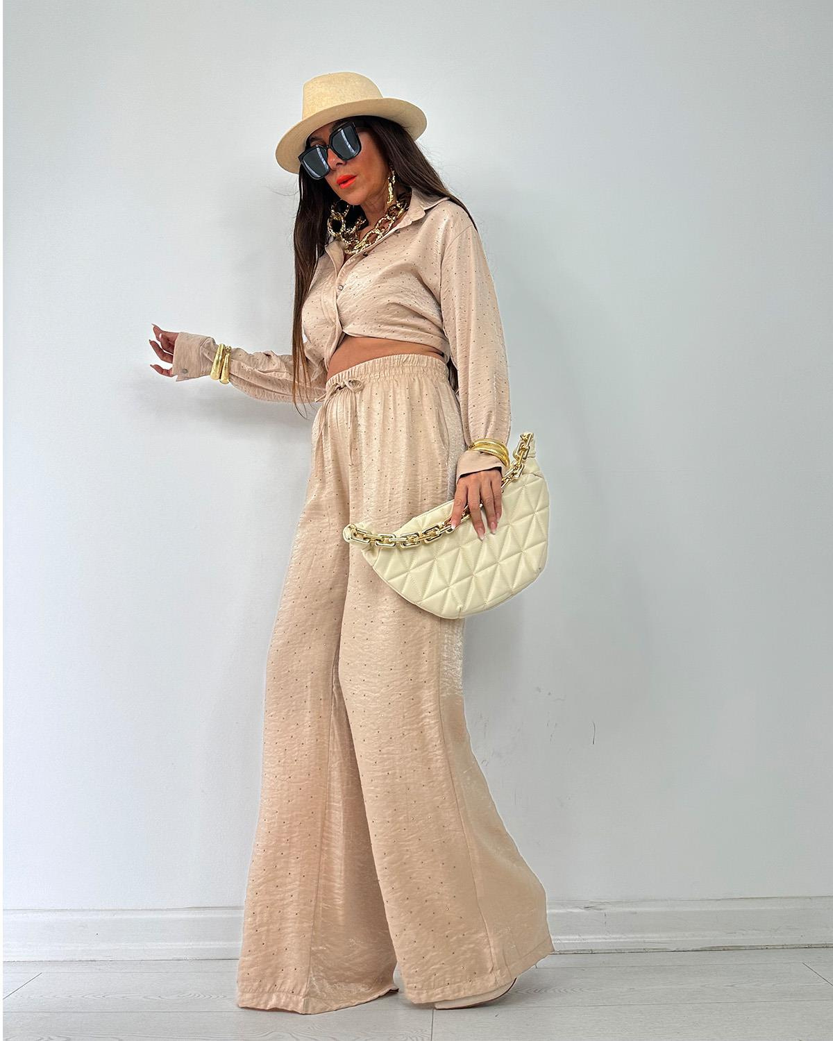 Taşlı Pantalon Bej