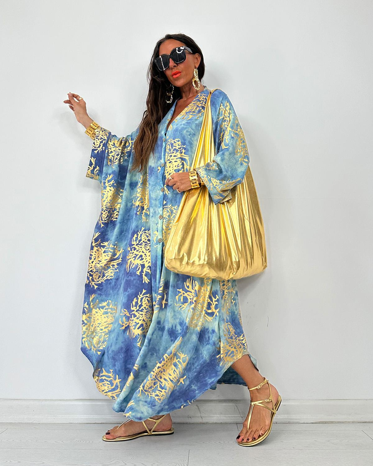 Varaklı Batik Tunik Turkuaz