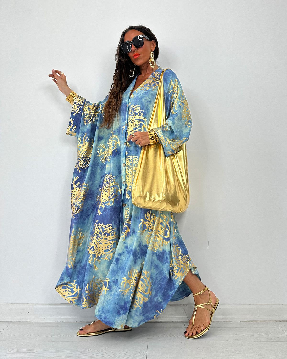 Varaklı Batik Tunik Turkuaz