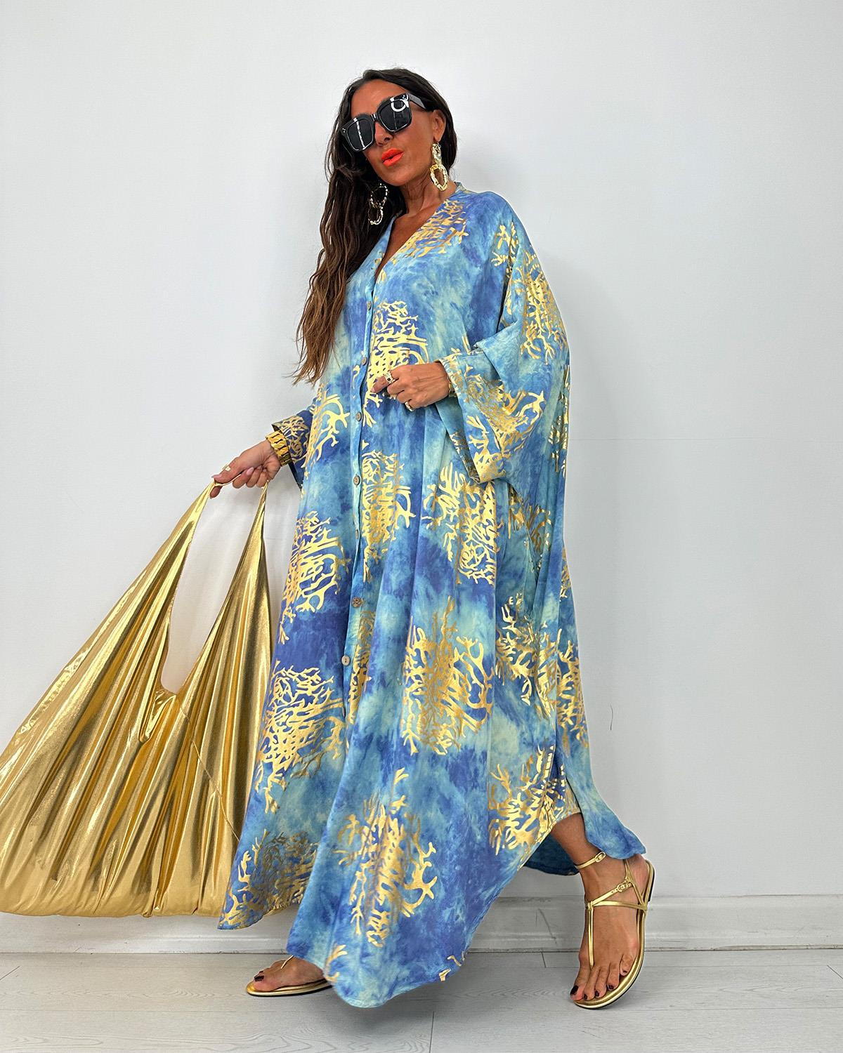 Varaklı Batik Tunik Turkuaz