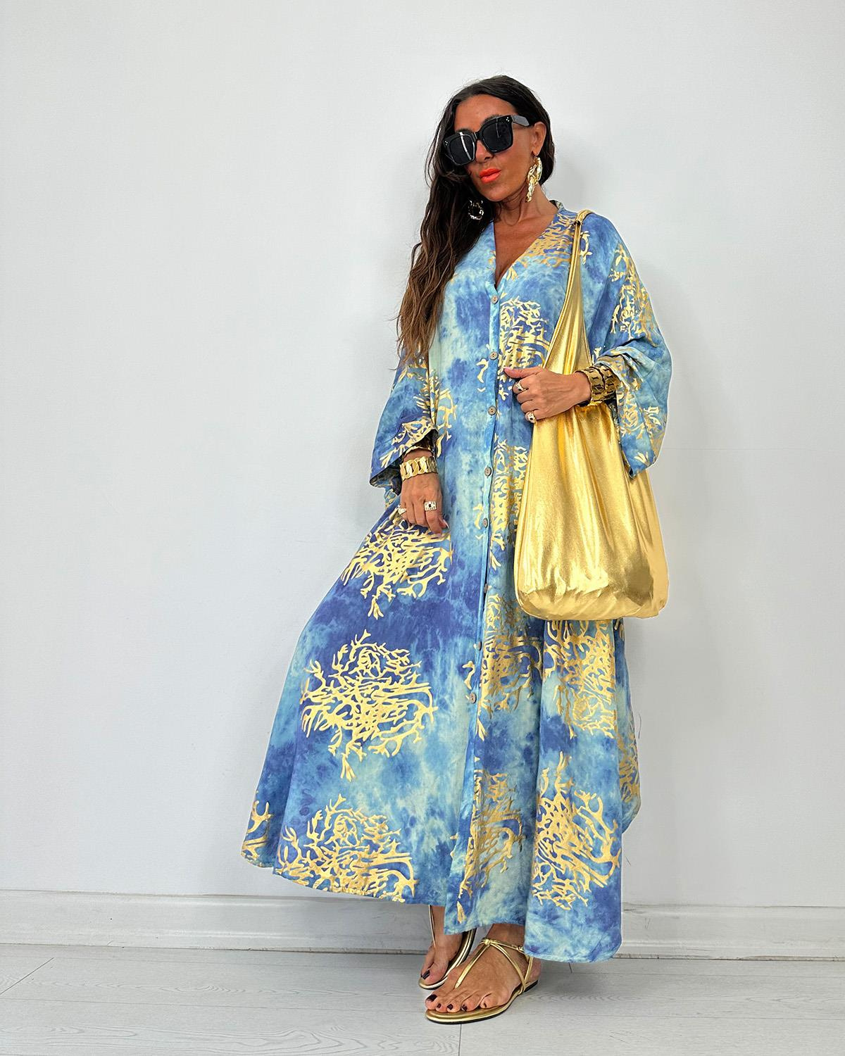 Varaklı Batik Tunik Turkuaz