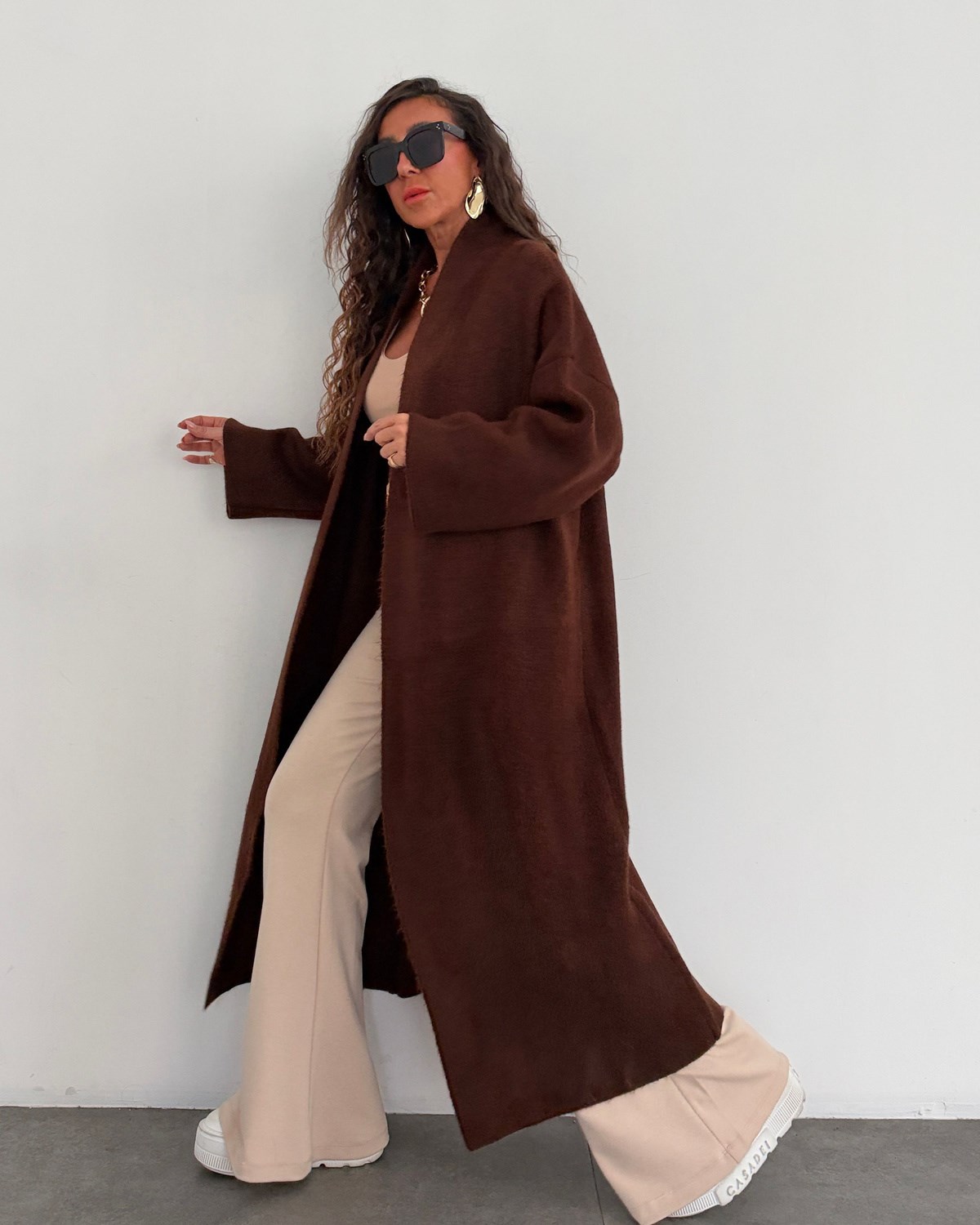 Yumy Triko Salaş Hırka Kahve