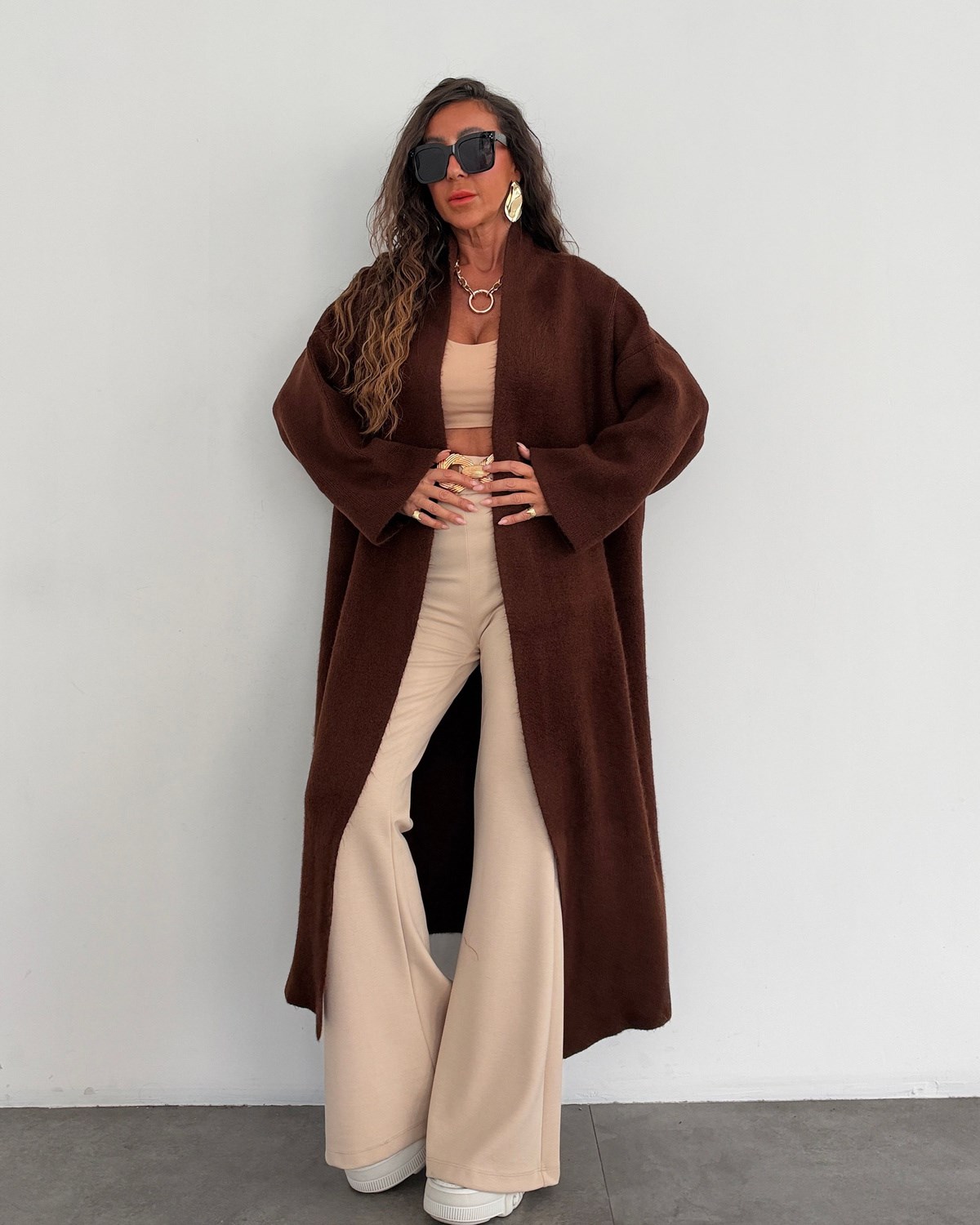 Yumy Triko Salaş Hırka Kahve
