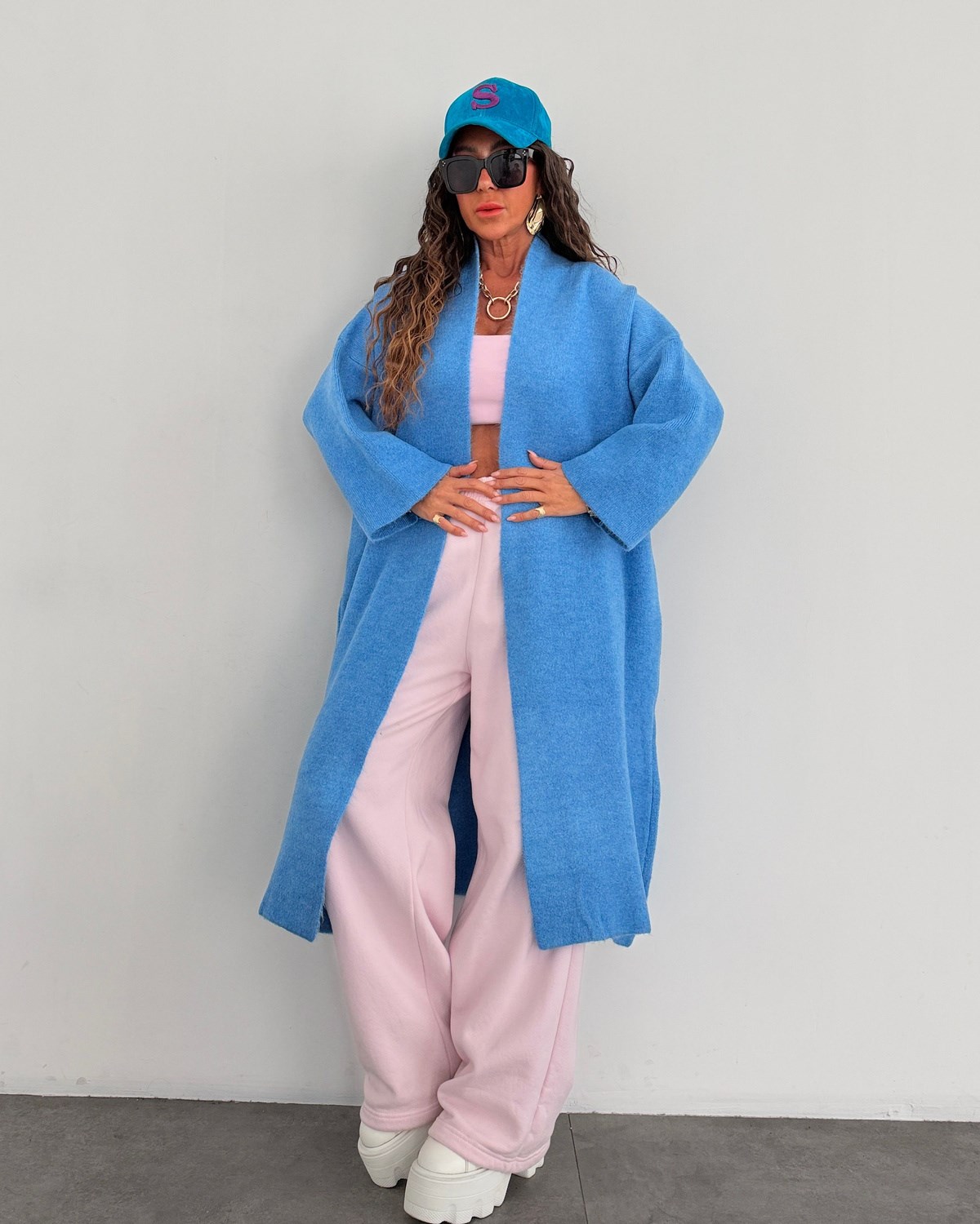 Yumy Triko Salaş Hırka Mavi