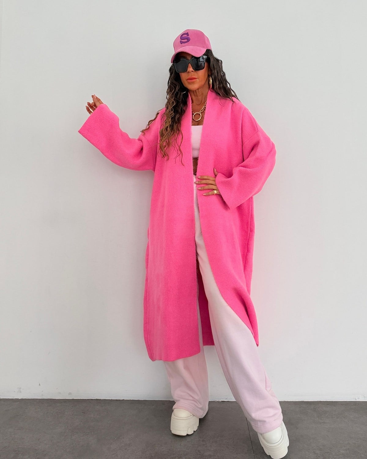 Yumy Triko Salaş Hırka Pembe