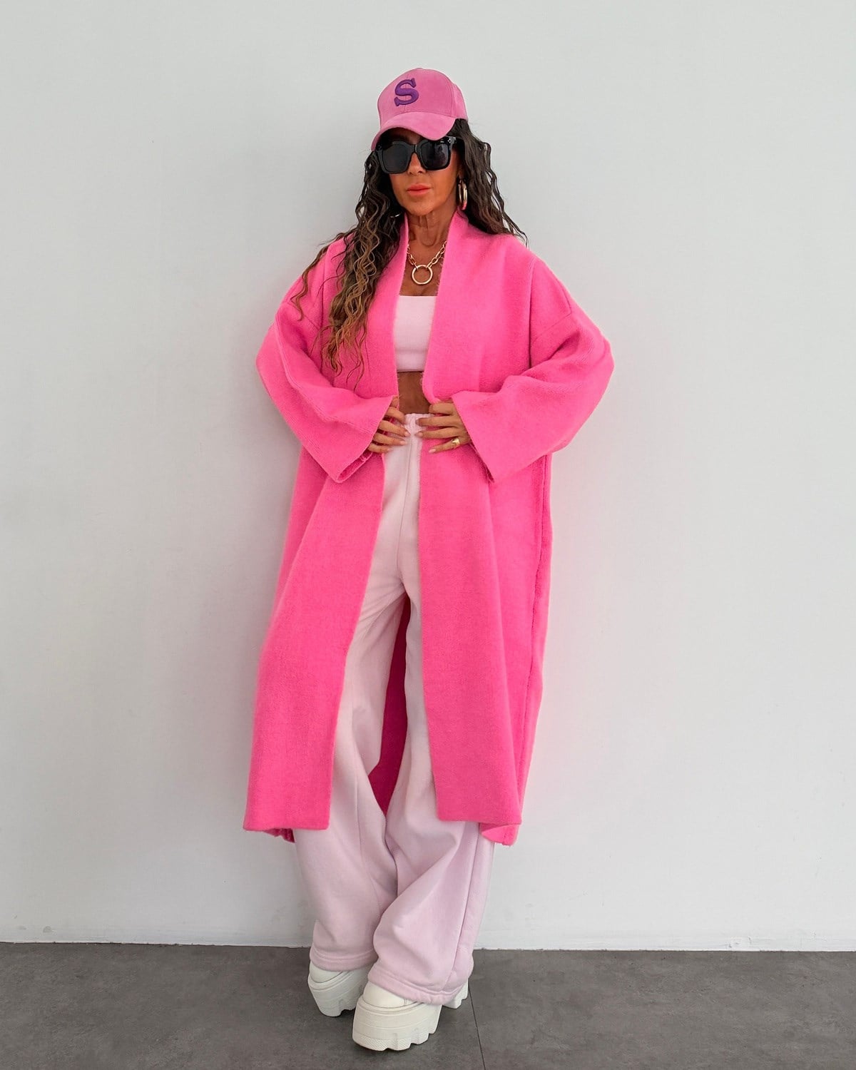 Yumy Triko Salaş Hırka Pembe