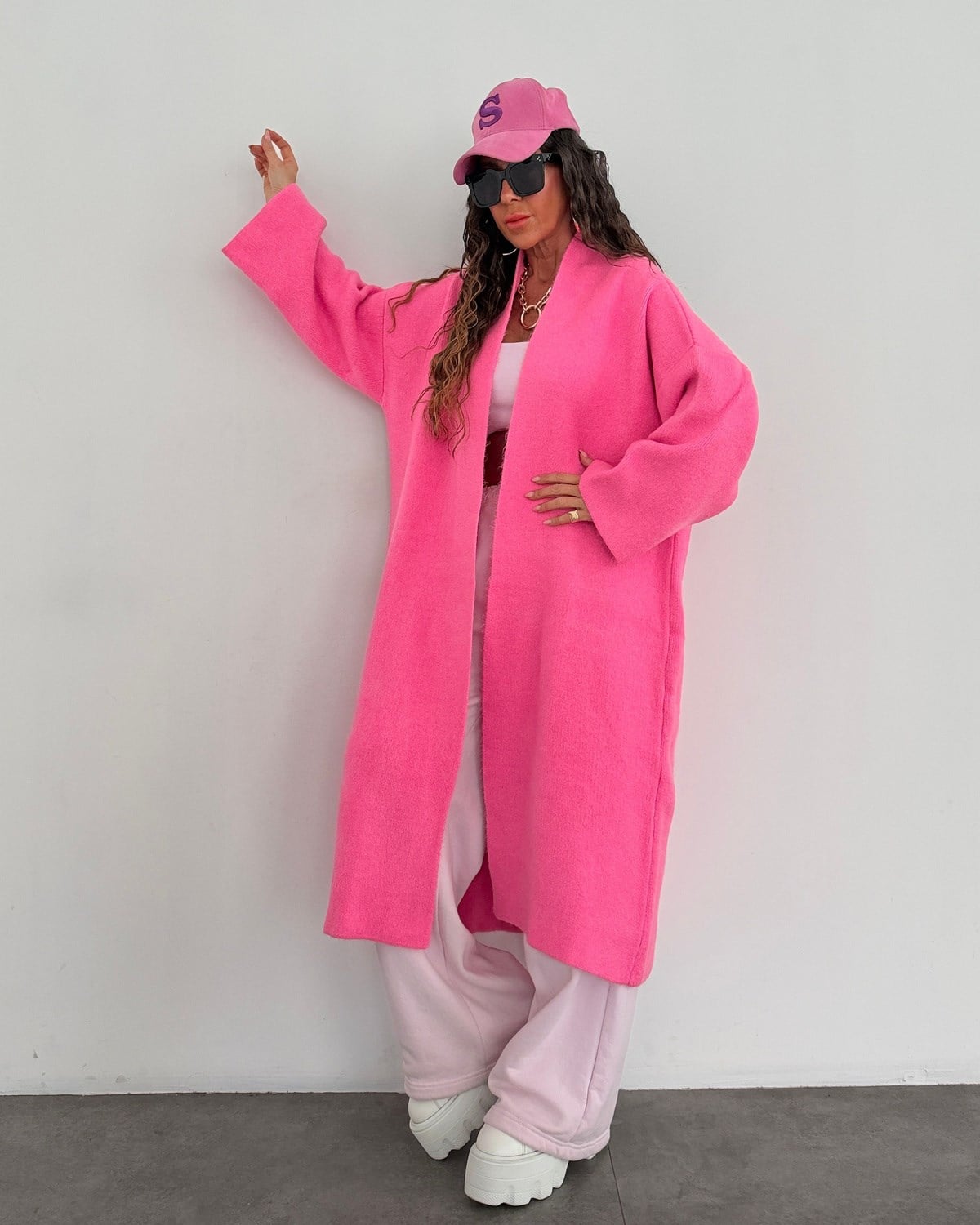 Yumy Triko Salaş Hırka Pembe