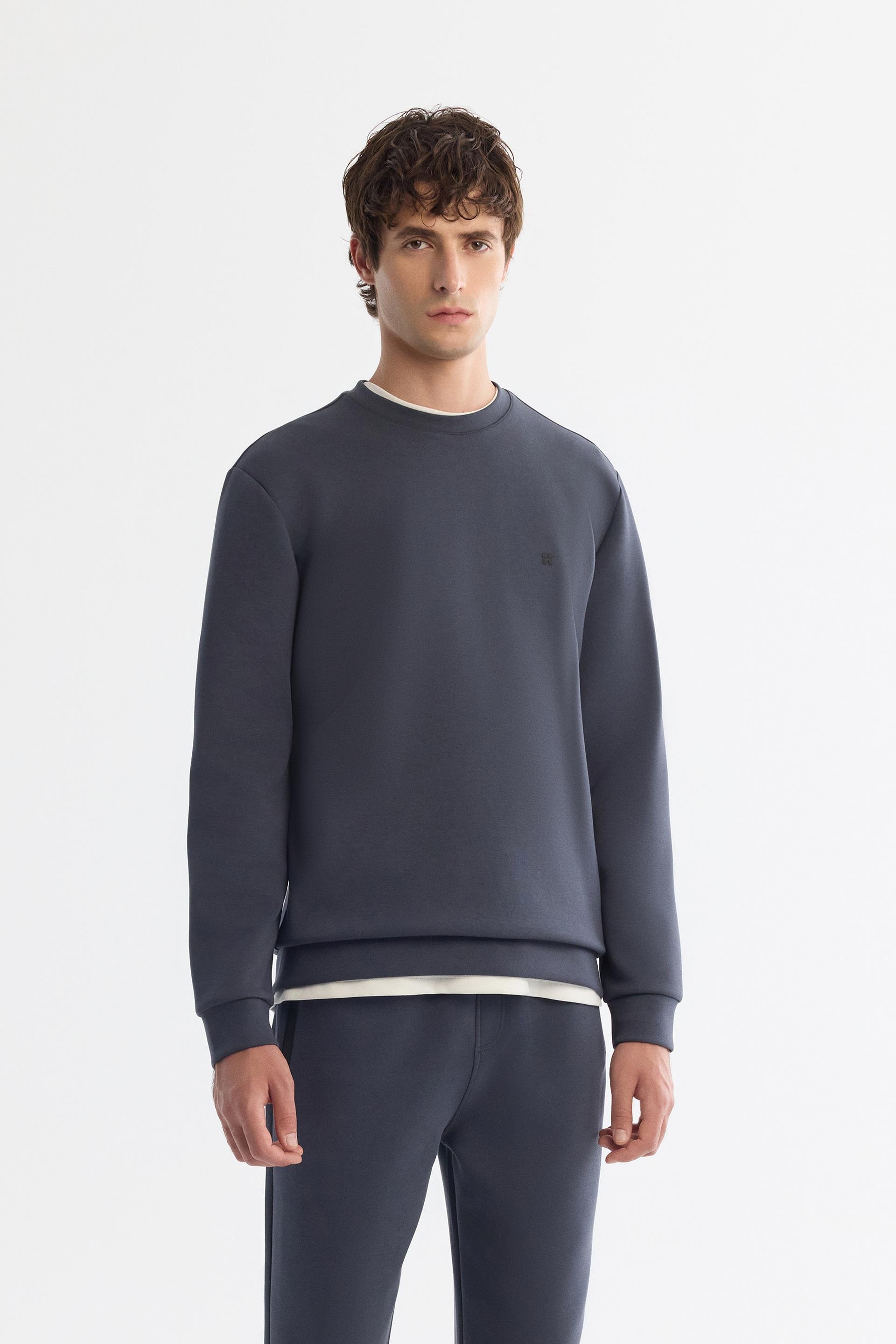 Antrasit Bisiklet Yaka Esnek Yumuşak Doku İnterlok Kumaş Sweatshirt