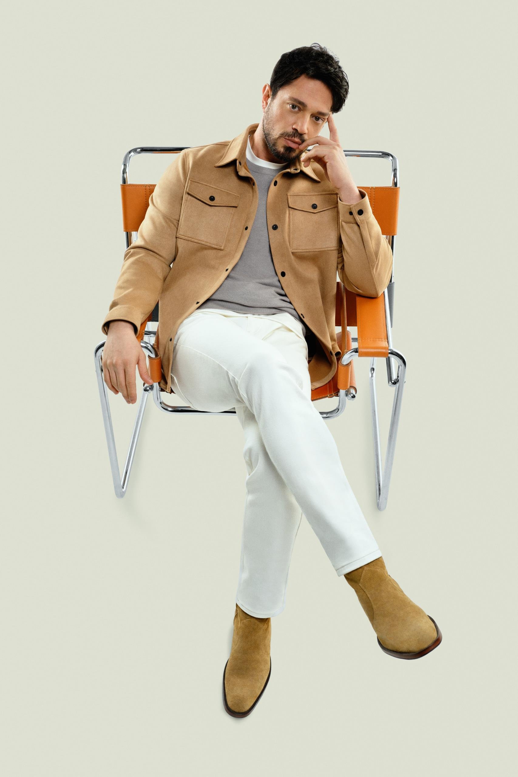 Ekru Yıkamalı Slim Fit Pantolon