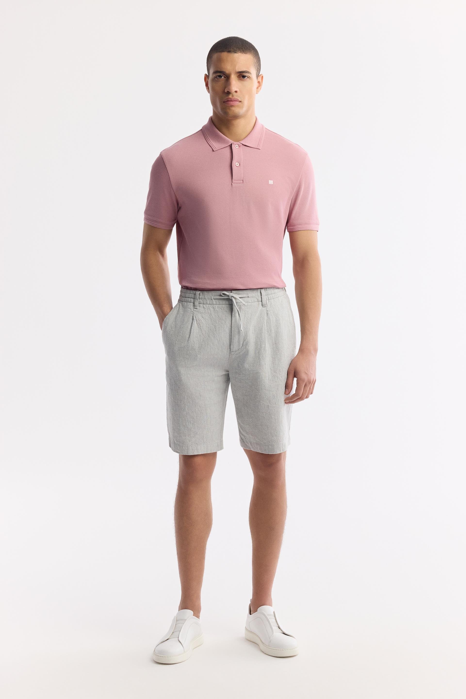 Gri Beli Lastikli Dokulu Teos Relaxed Fit Şort