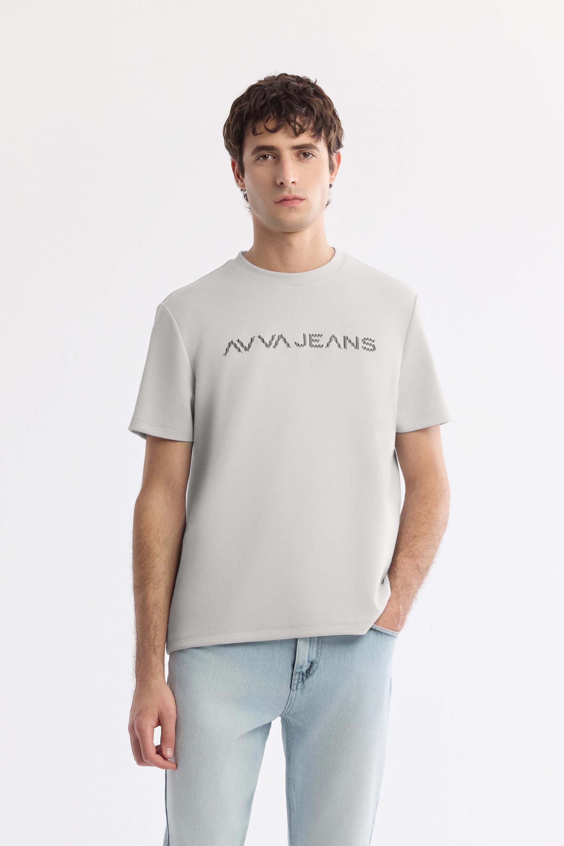 Gri Bisiklet Yaka Reflektörlü Bi Stretch İnterlok T-Shirt