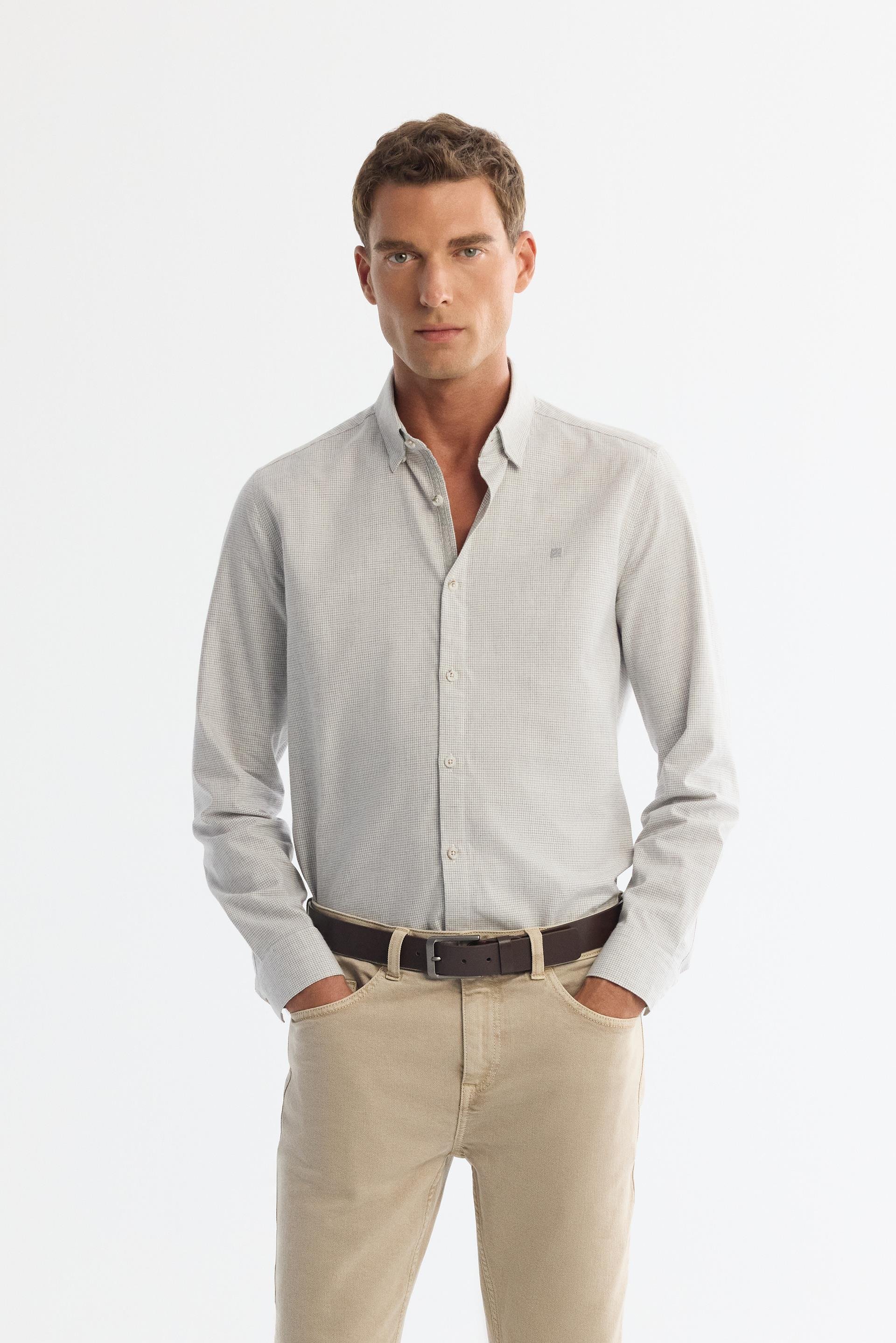 Grey 100% Cotton Flanel Shirt