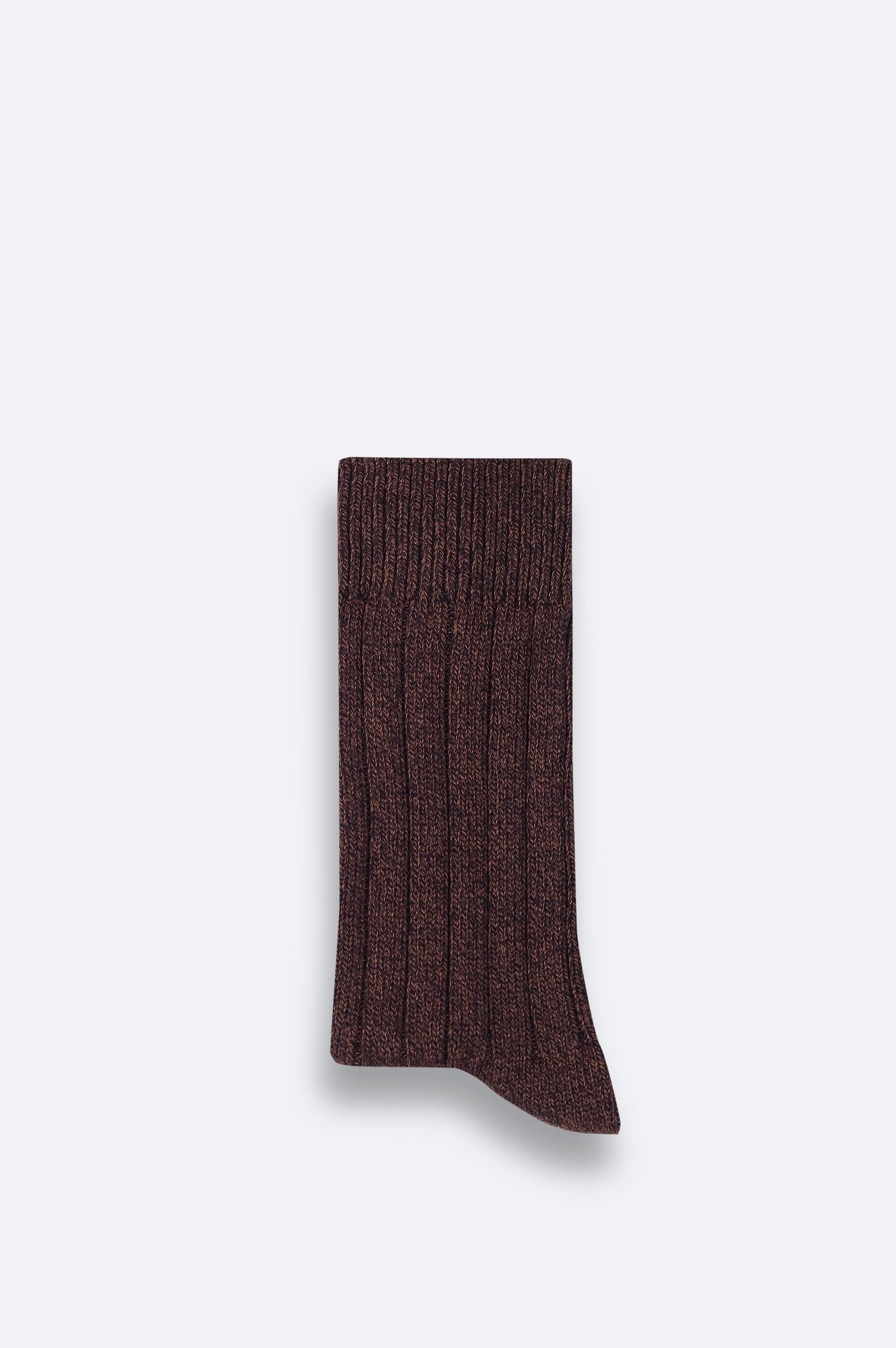 Brown Rib-Knit Socks