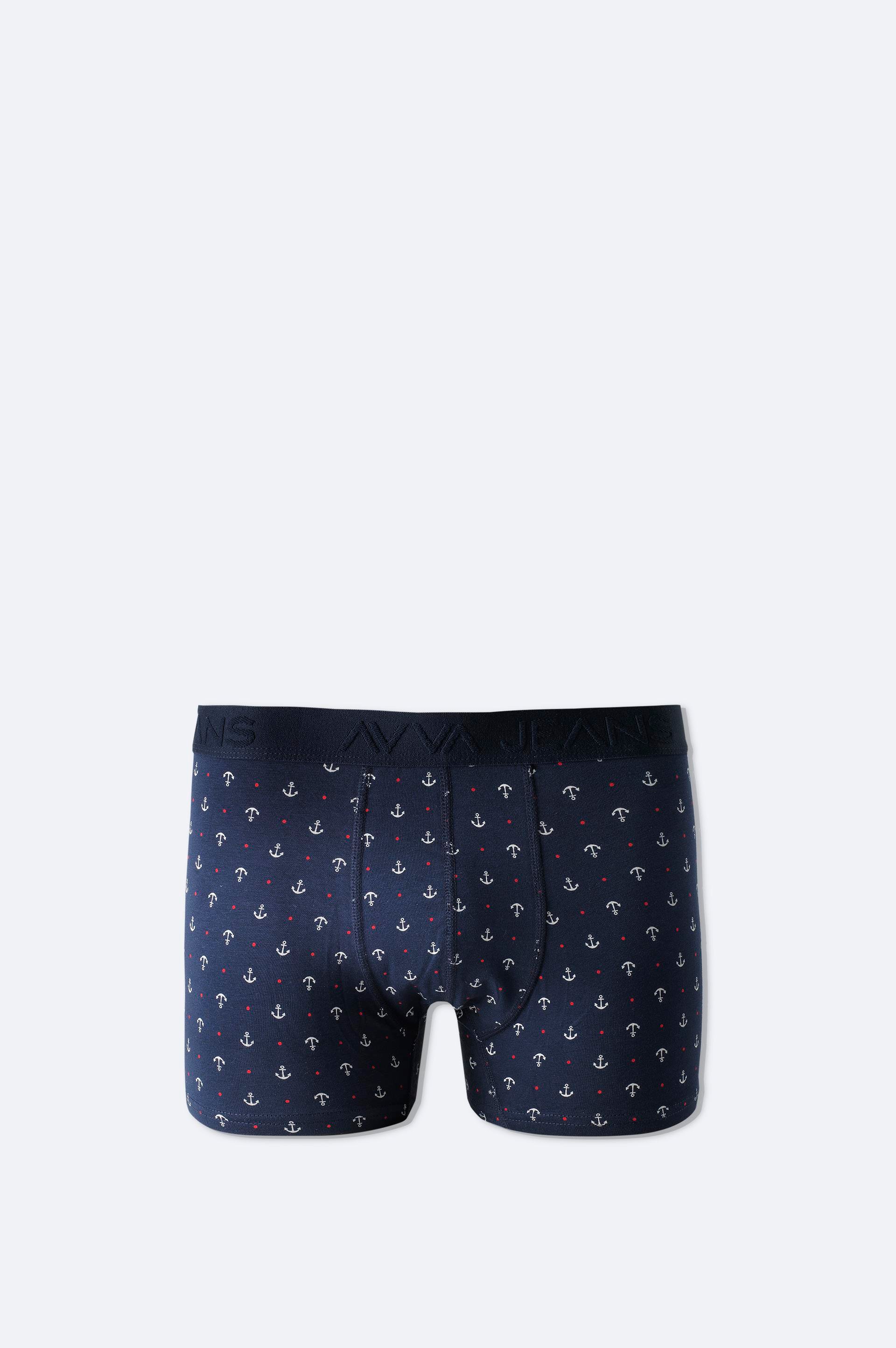 Lacivert Çapa Desenli Tekli Boxer