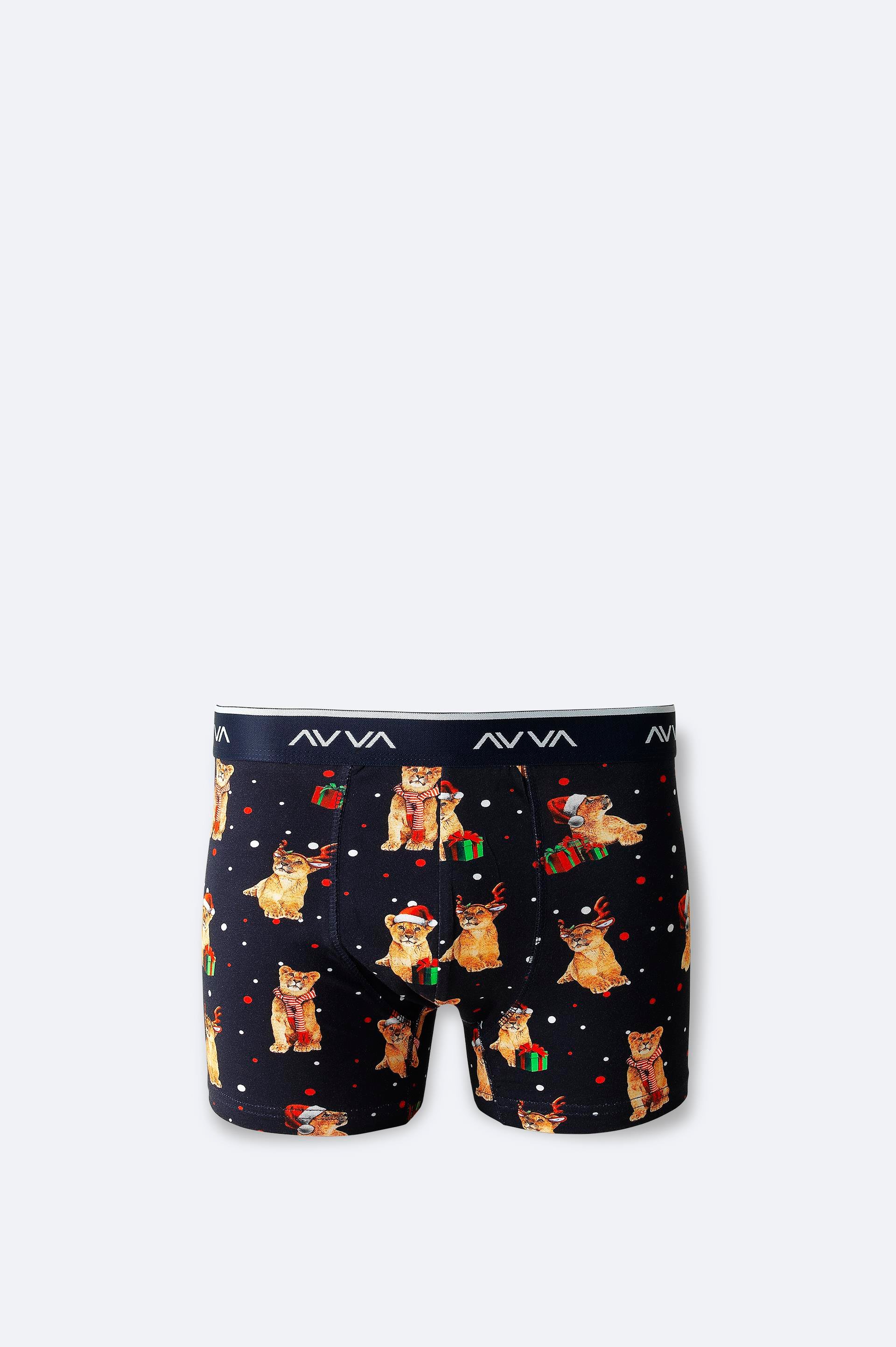 Navy New Year's Patterned Boxed Boxer