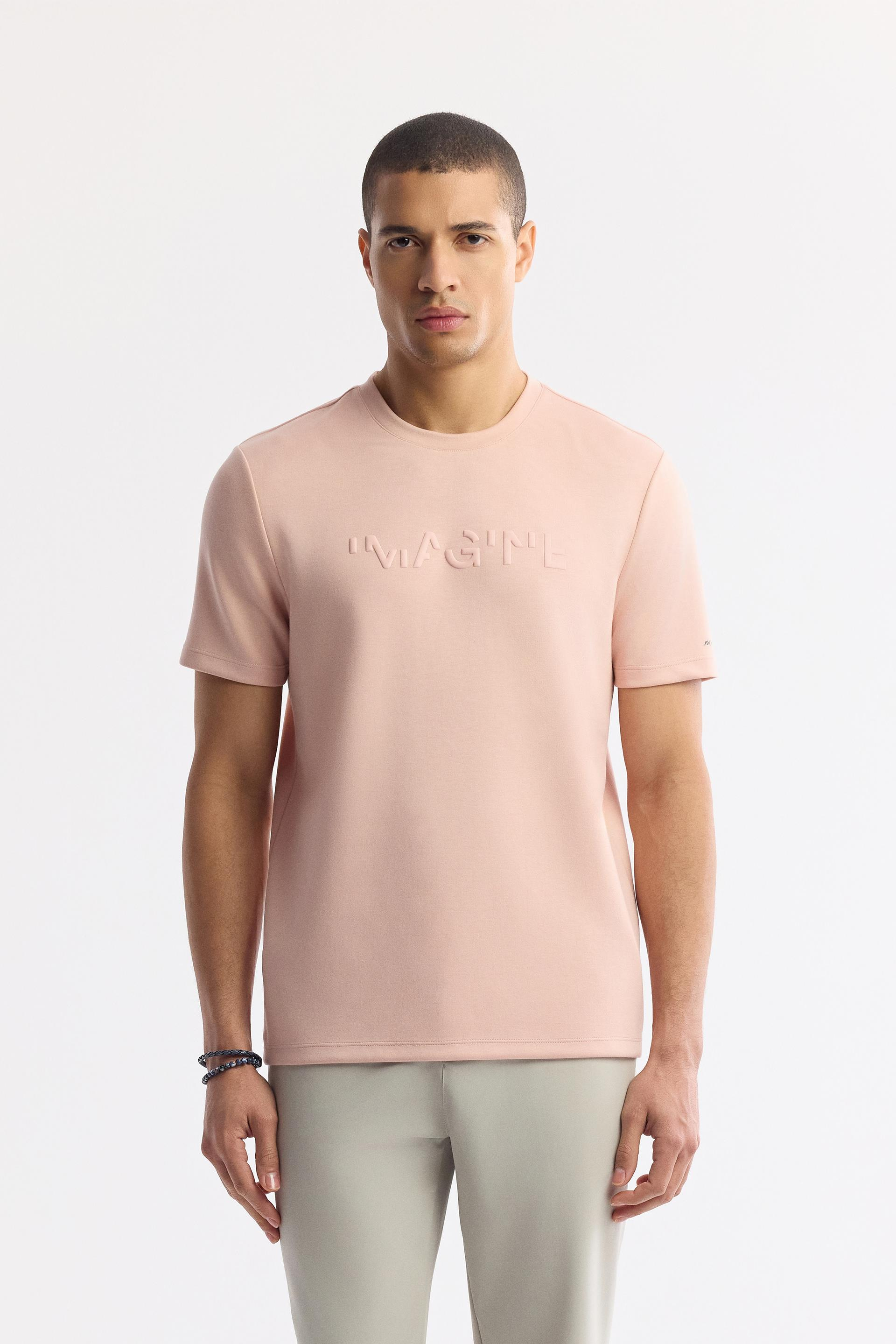 Pembe Polo Yaka Jakarlı T-Shirt