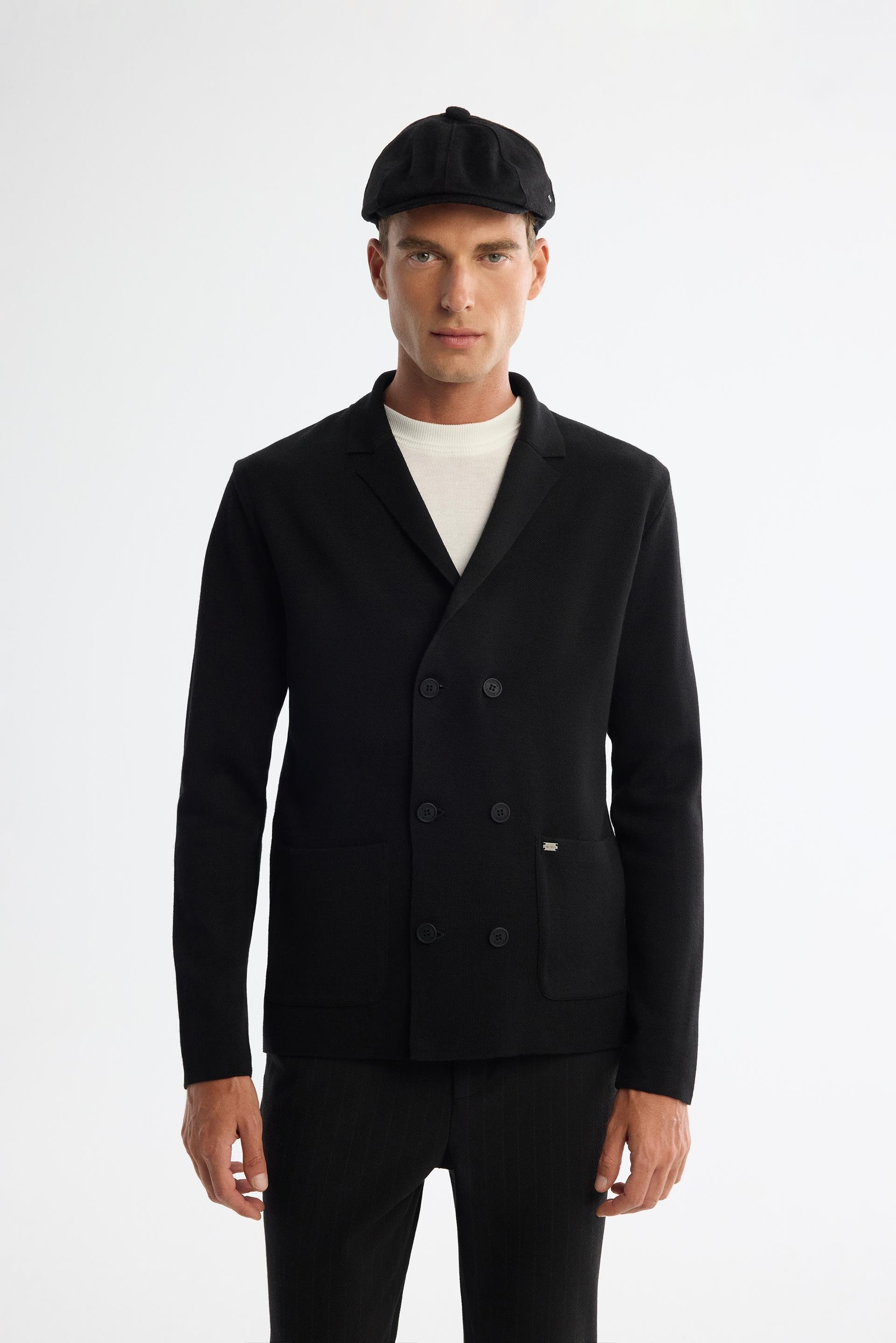 Black Wool Blend Cardigan