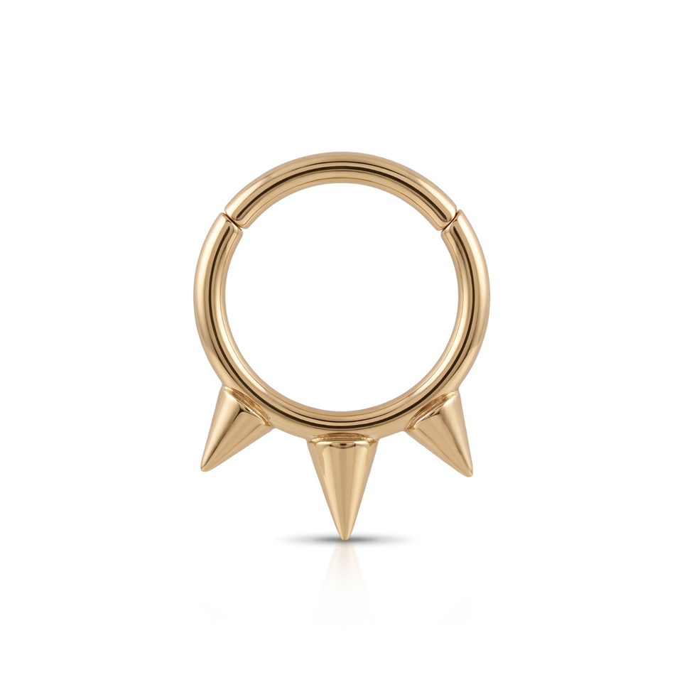 14 Ayar Altın 3 Diken Motifli Minimal Halka Piercing - Dianora Piercing Jewelry