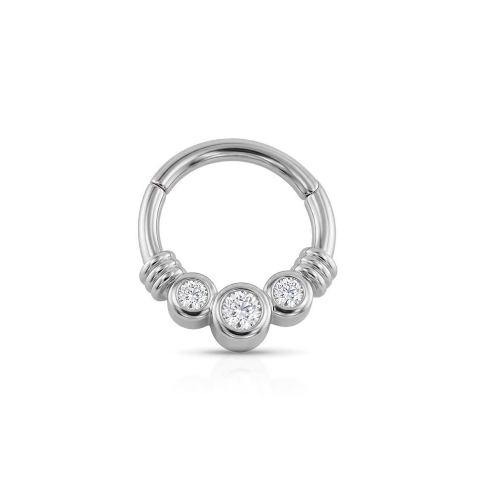14 Ayar Altın 3 Taşlı Minimal Halka Piercing - Dianora Piercing Jewelry