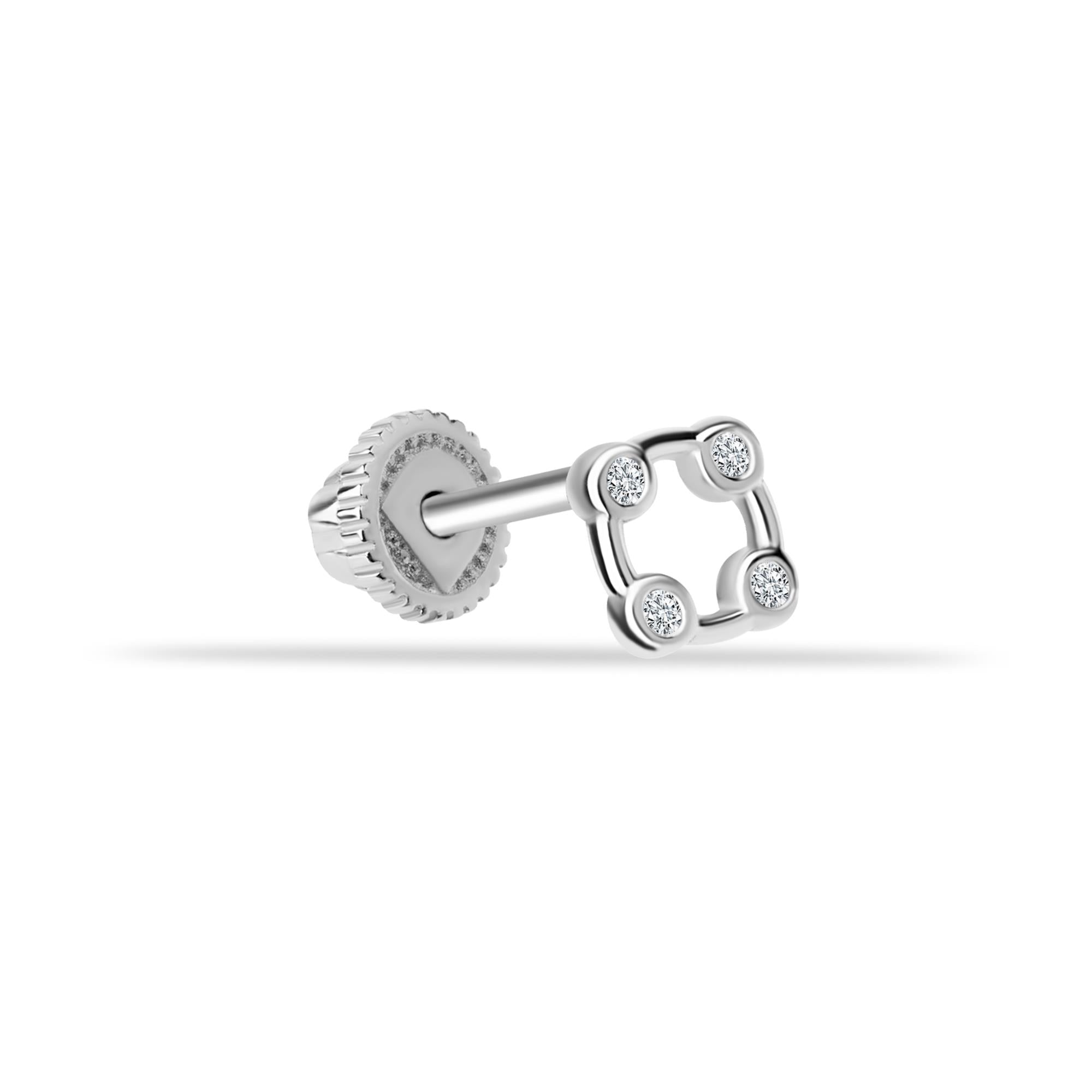 14 Ayar Altın 4 Taşlı Çember Minimal Helix/Kıkırdak Piercing