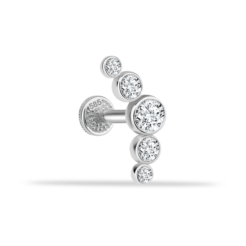 14 Ayar Altın 5 Taşlı Tragus Piercing - Dianora Piercing Jewelry