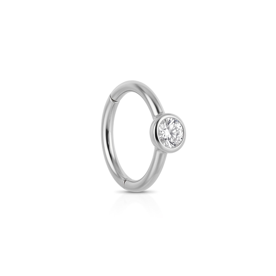 14 Ayar Altın Alttan Taşlı Minimal Halka Piercing - Dianora Piercing Jewelry