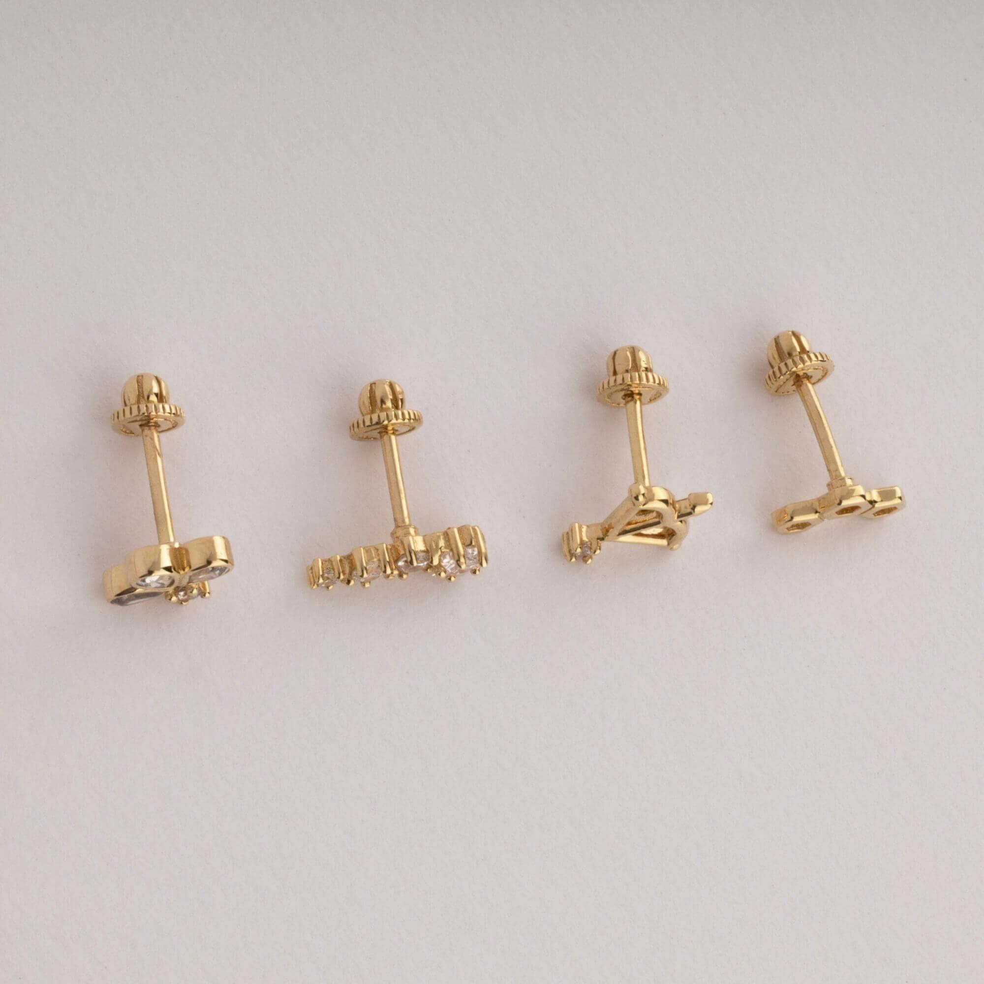 14 Ayar Altın Baget Taşlı Daire Minimal Helix Kıkırdak Piercing - Dianora Piercing
