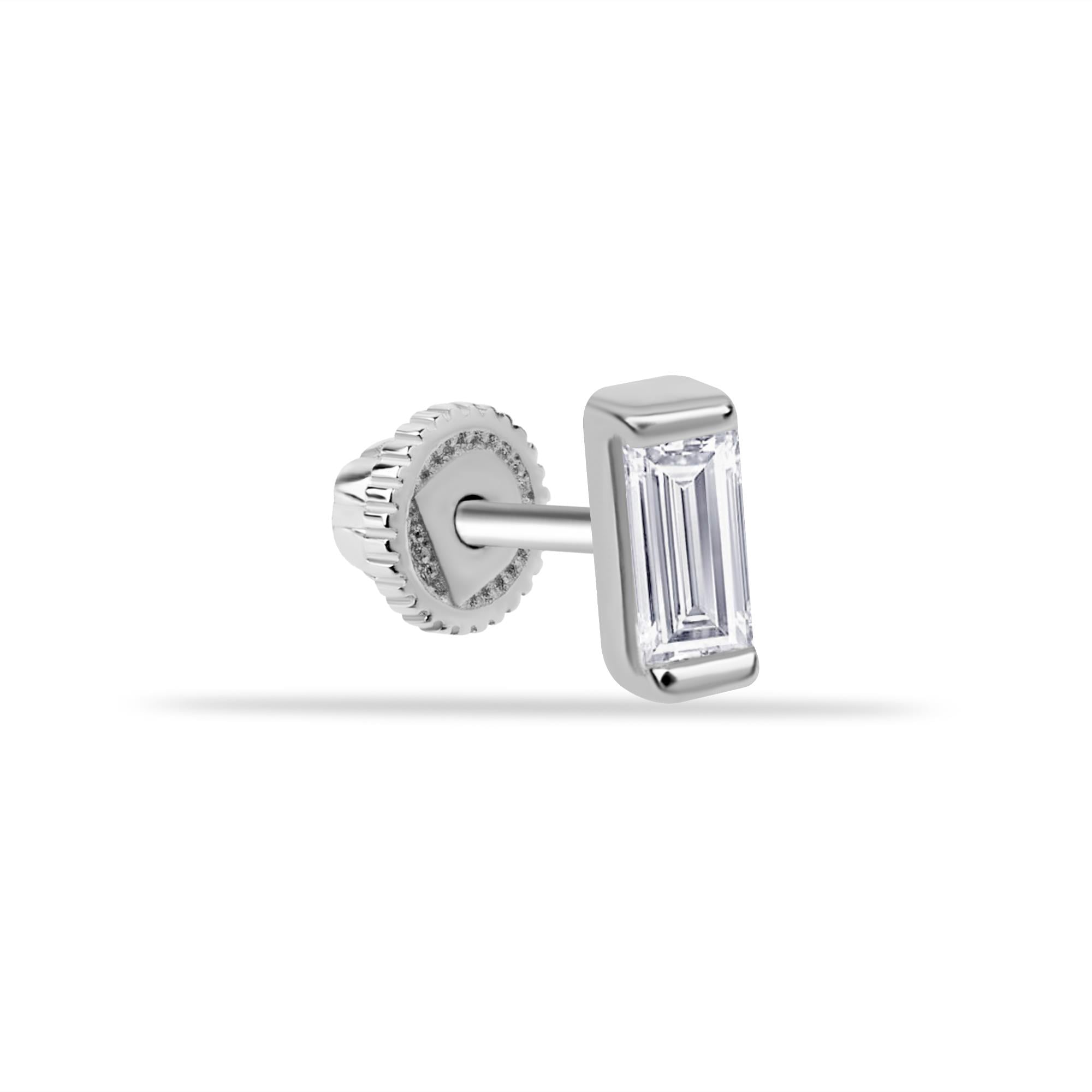 14 Ayar Altın Baget Taşlı Minimal Helix/Kıkırdak Piercing