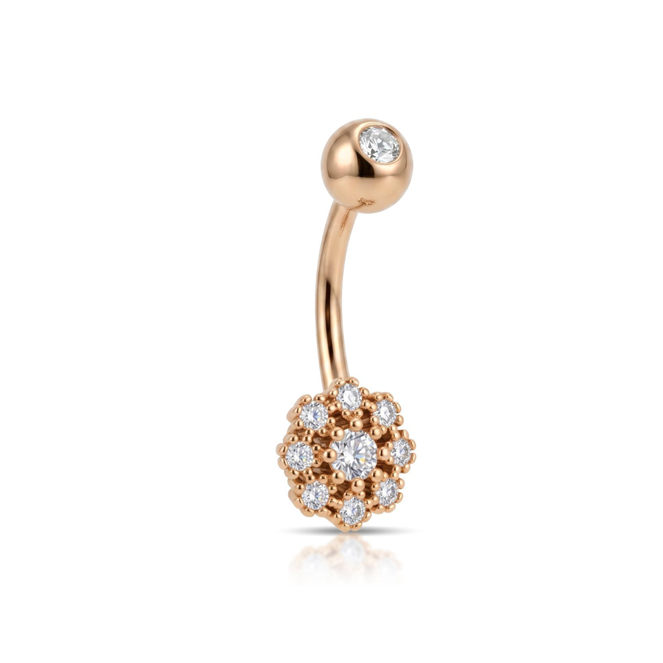14 Ayar Altın Çiçek Göbek Piercing - Dianora Piercing Jewelry