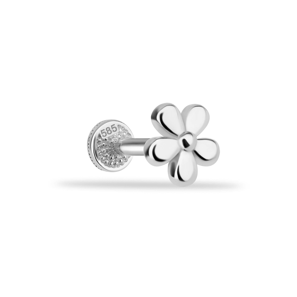 14 Ayar Altın Çiçek Motifli Minimal Tragus Piercing - Dianora Piercing Jewelry