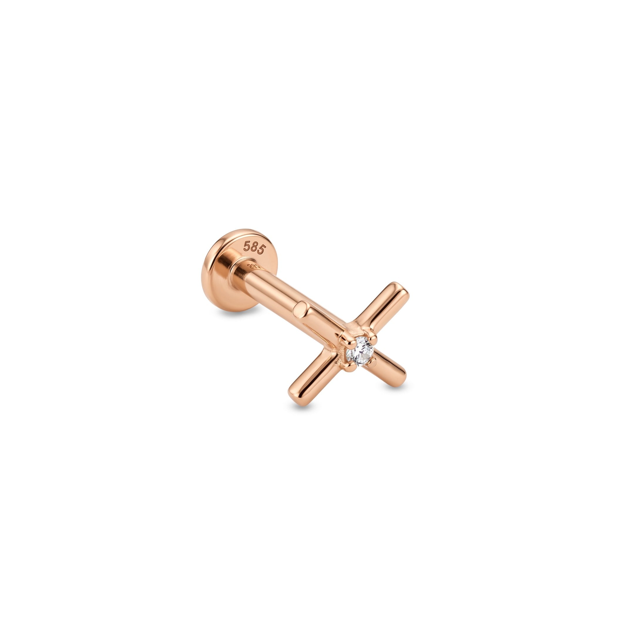 14 Ayar Altın Cross Mini Tragus Piercing