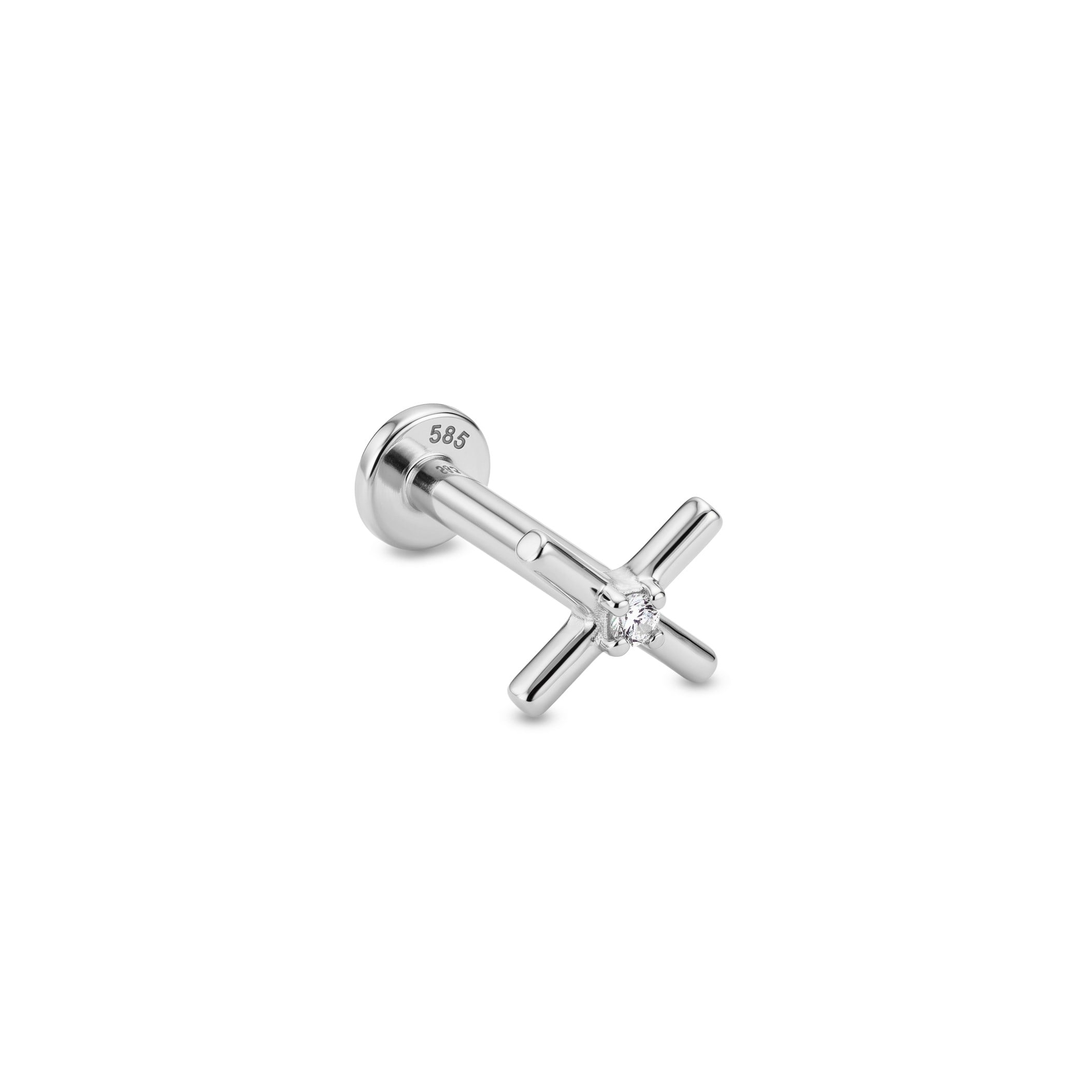 14 Ayar Altın Cross Mini Tragus Piercing