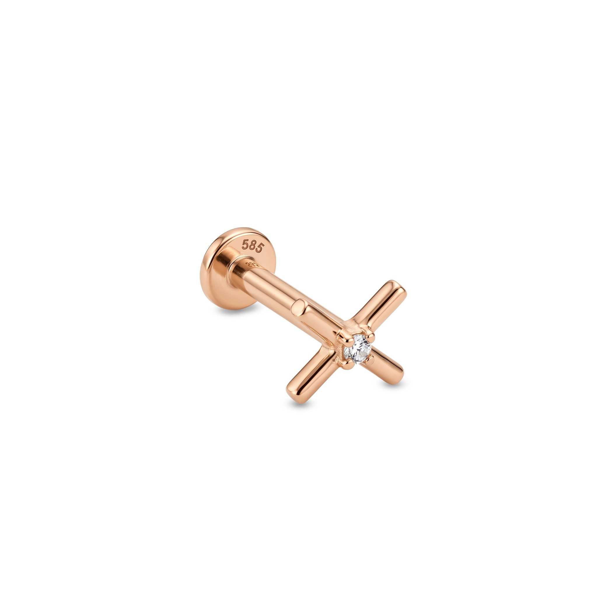 14 Ayar Altın Cross Mini Tragus Piercing