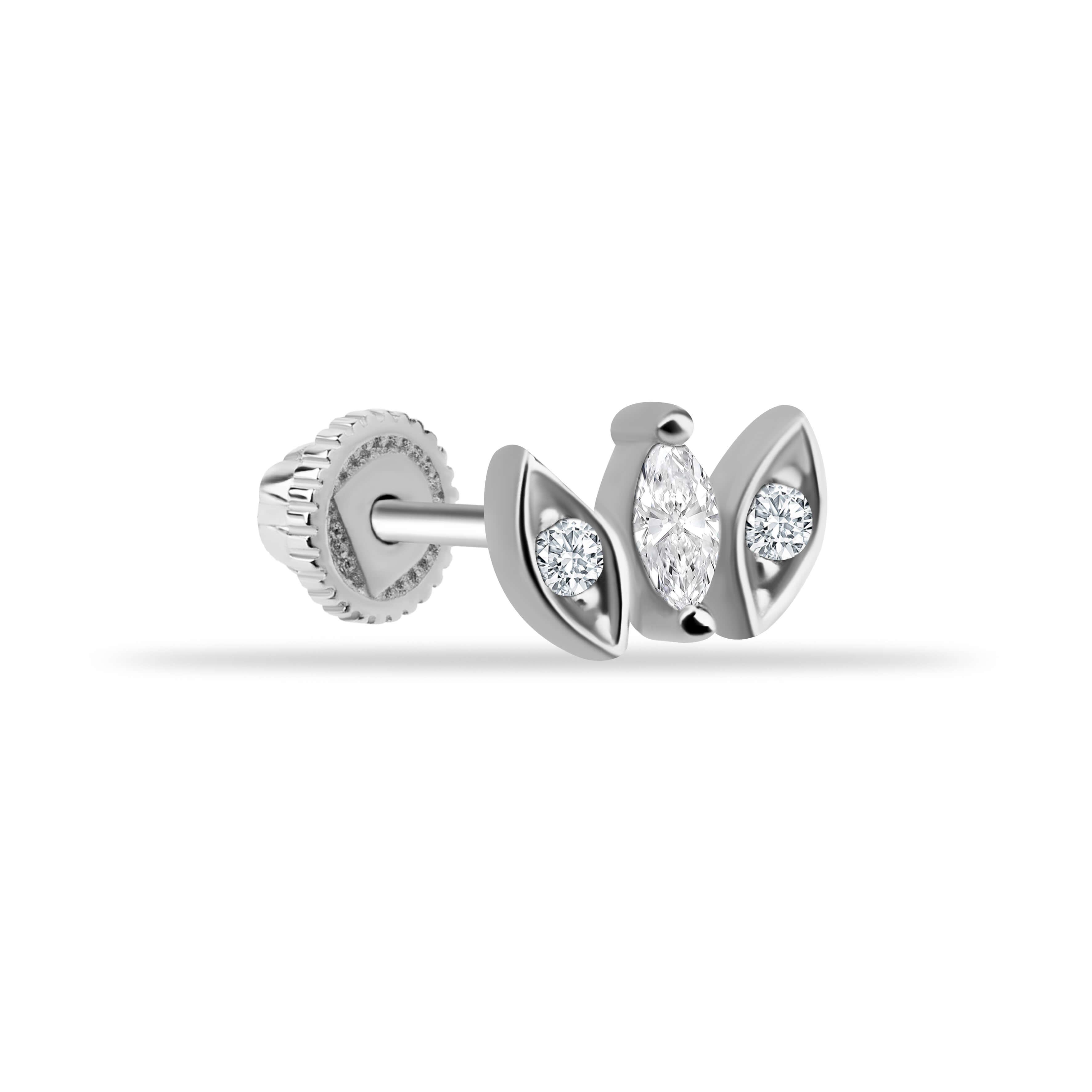 14 Ayar Altın Damla Taş Sallantılı Helix Kıkırdak Piercing - Dianora Piercing